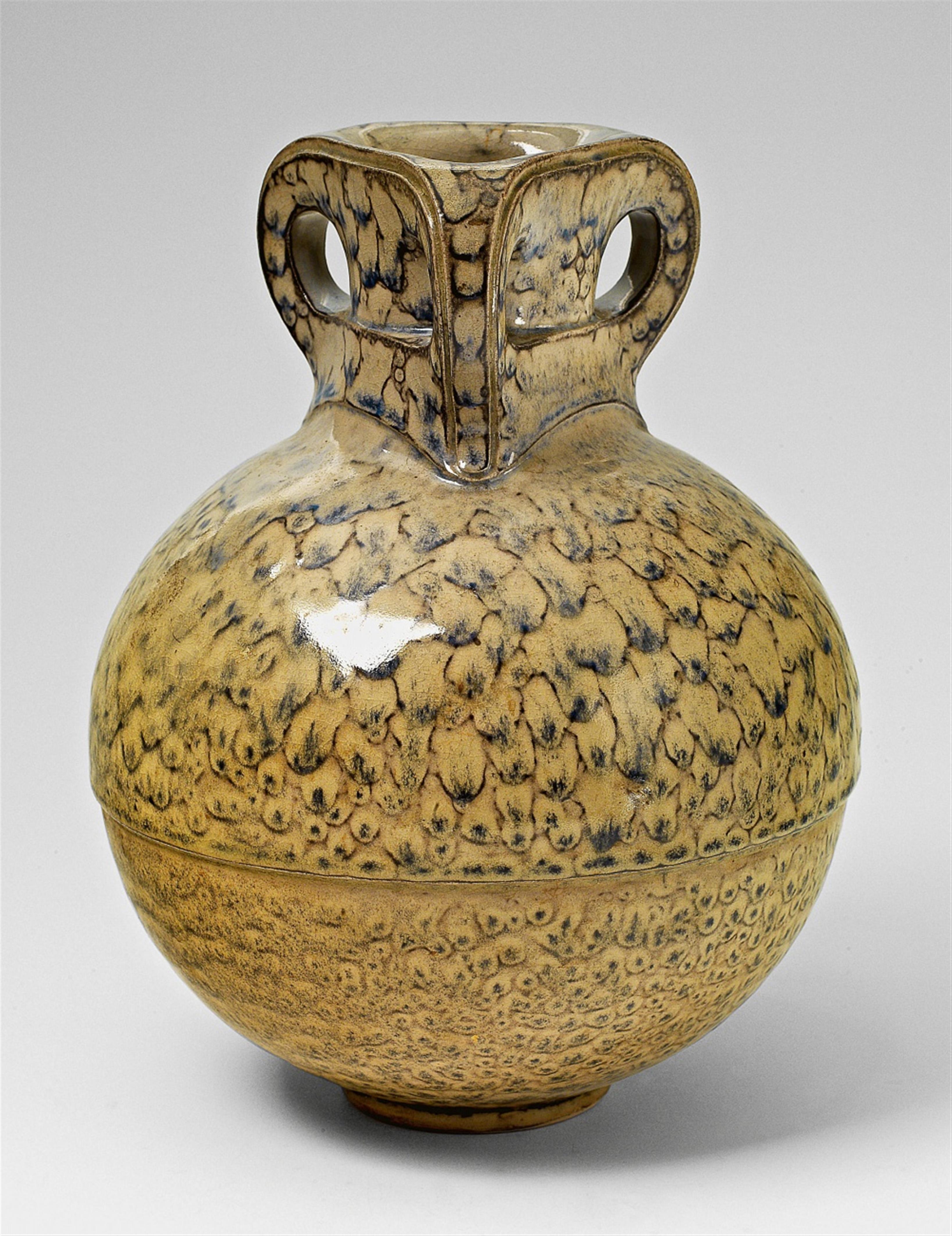 A three-handled feldspar glazed stoneware vase - image-2