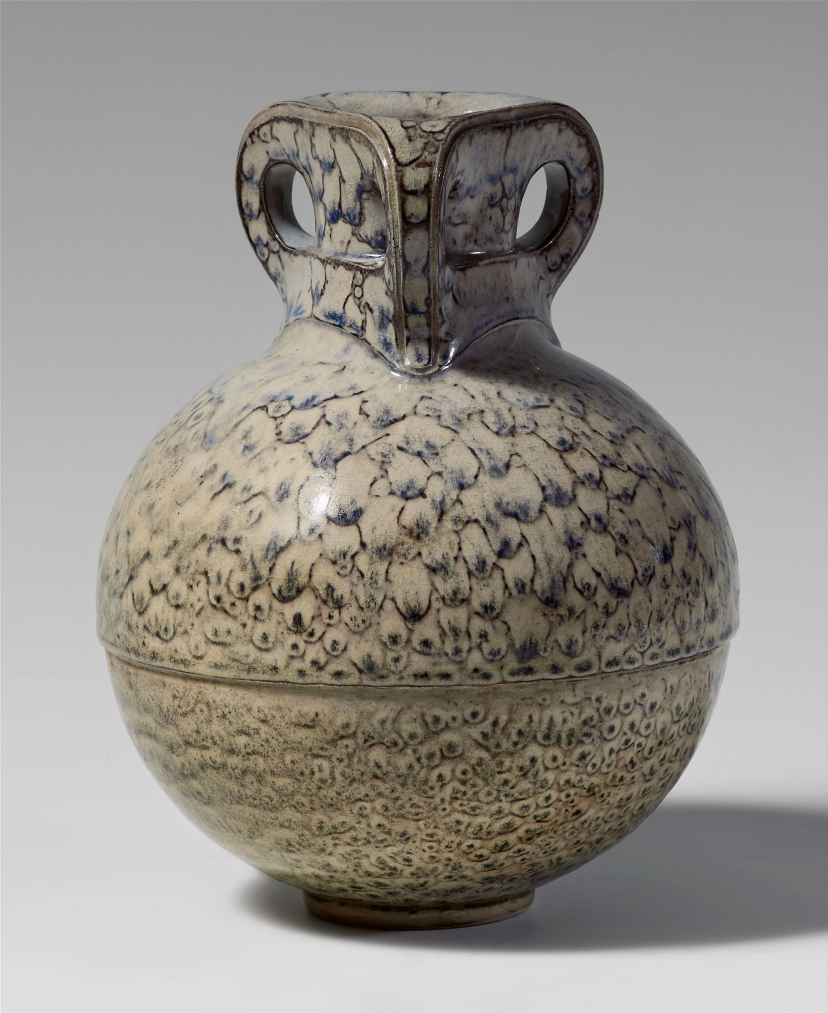 A three-handled feldspar glazed stoneware vase - image-1