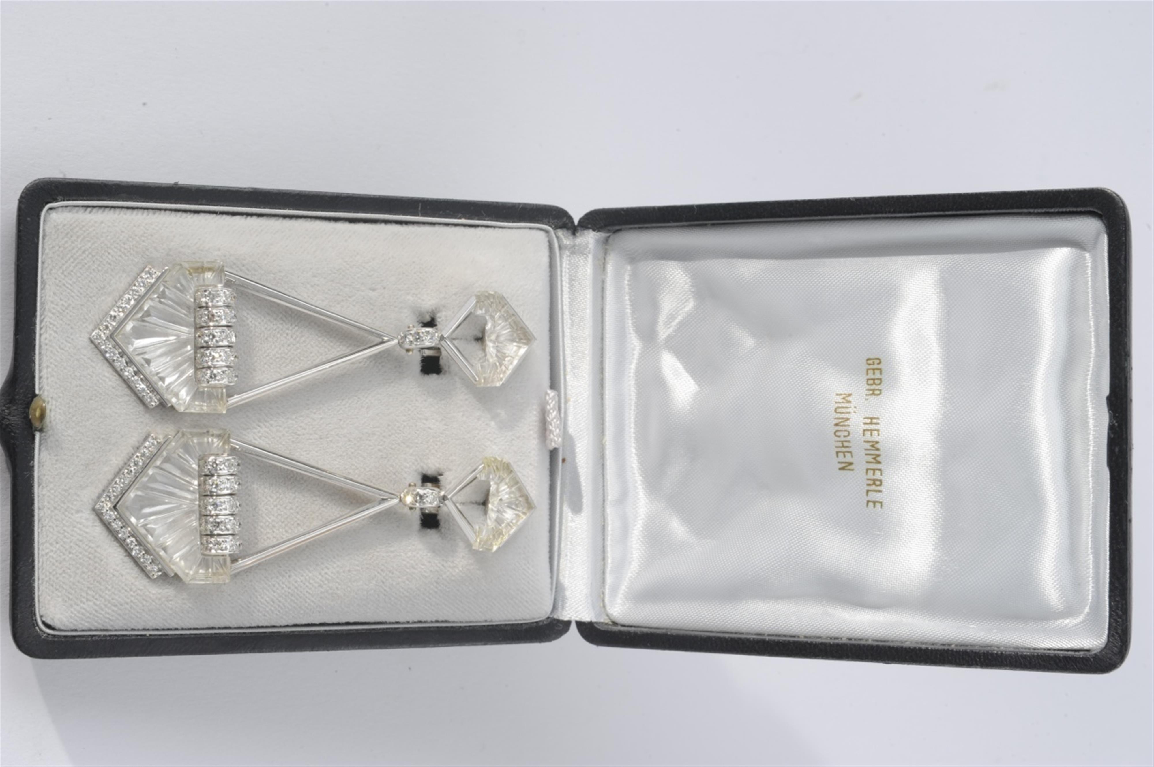 A pair of platinum Art Deco style pendant earrings - image-2