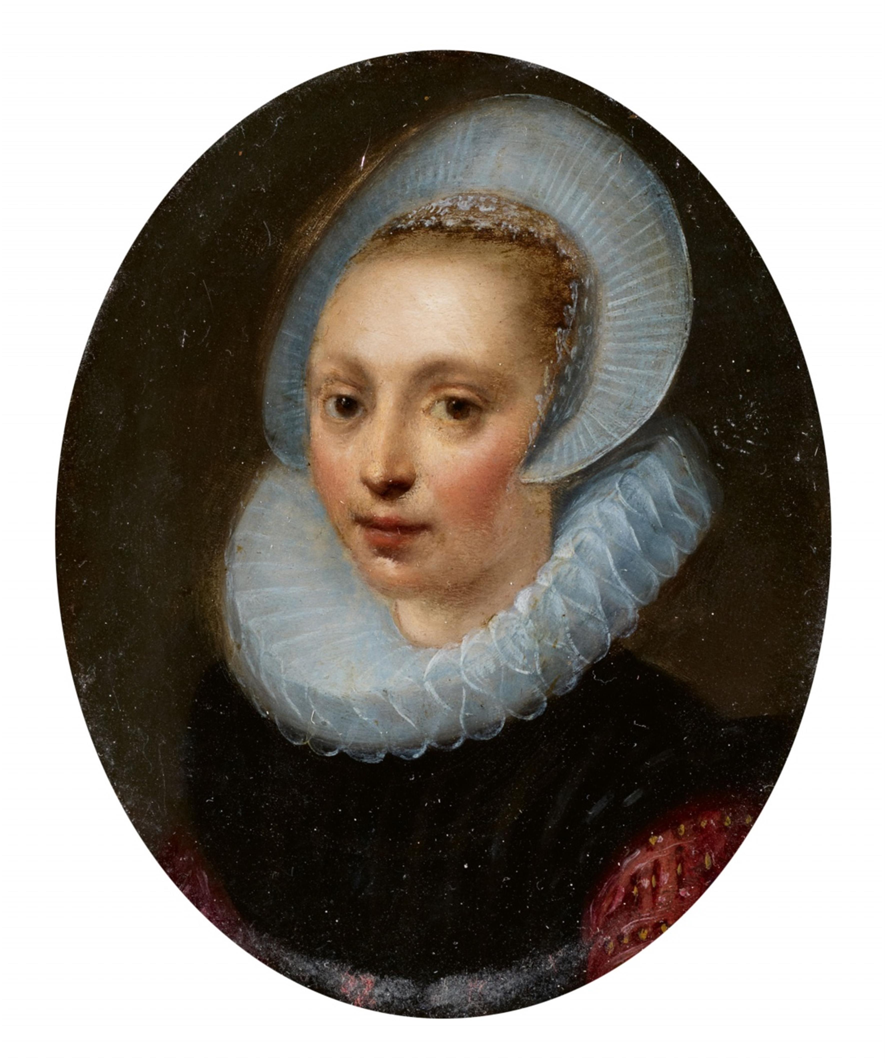 Gortzius Geldorp, zugeschrieben - Bildnis einer jungen Frau mit Diademhaube und Mühlsteinkragen - image-1