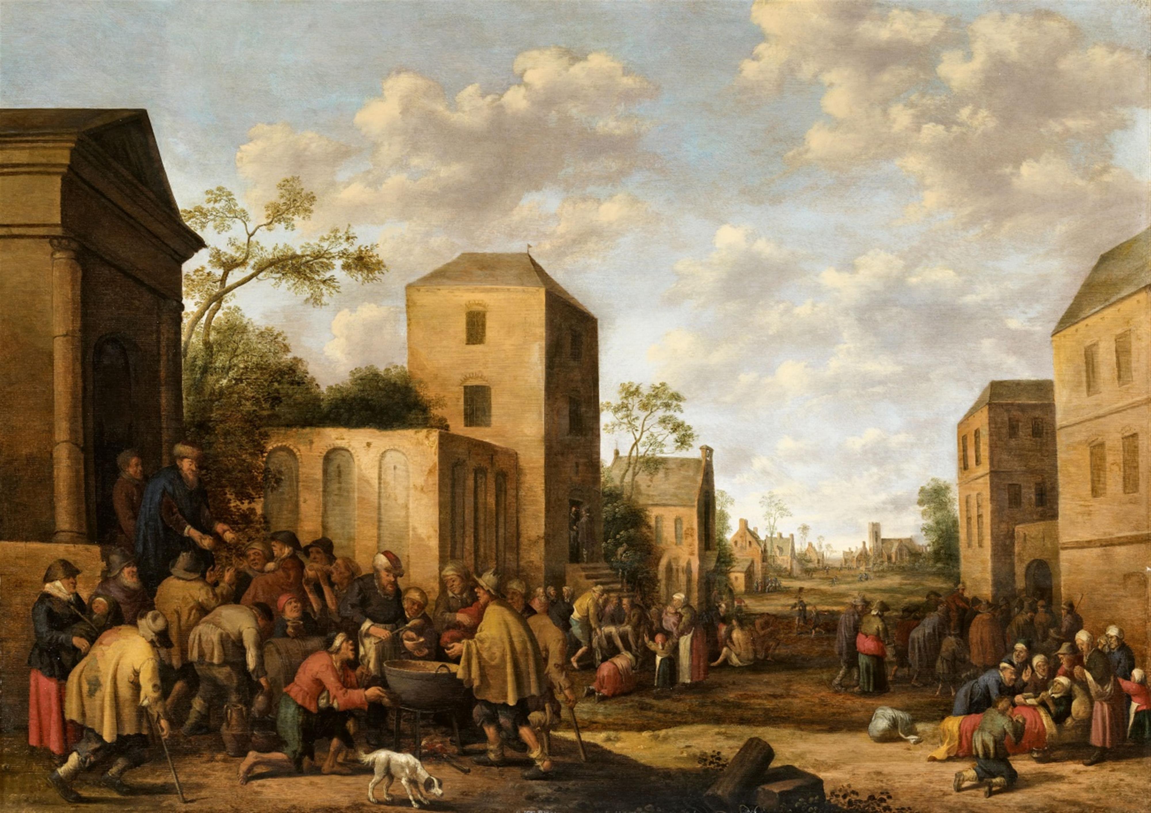 Joost Cornelisz. Droochsloot - Village Scene with the Works of Mercy - image-1