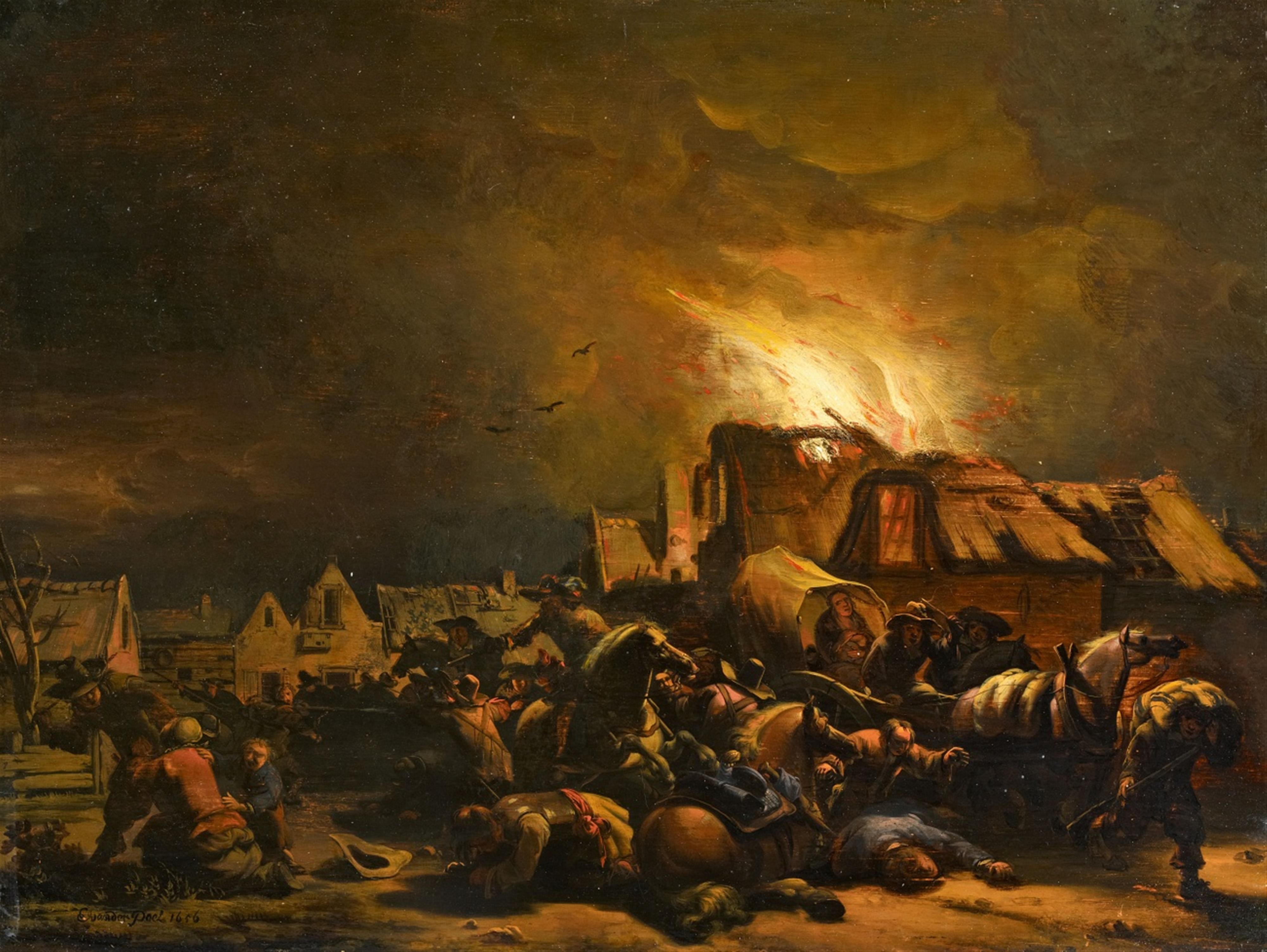 Egbert Lievensz van der Poel - Fire in a Village by Night - image-1