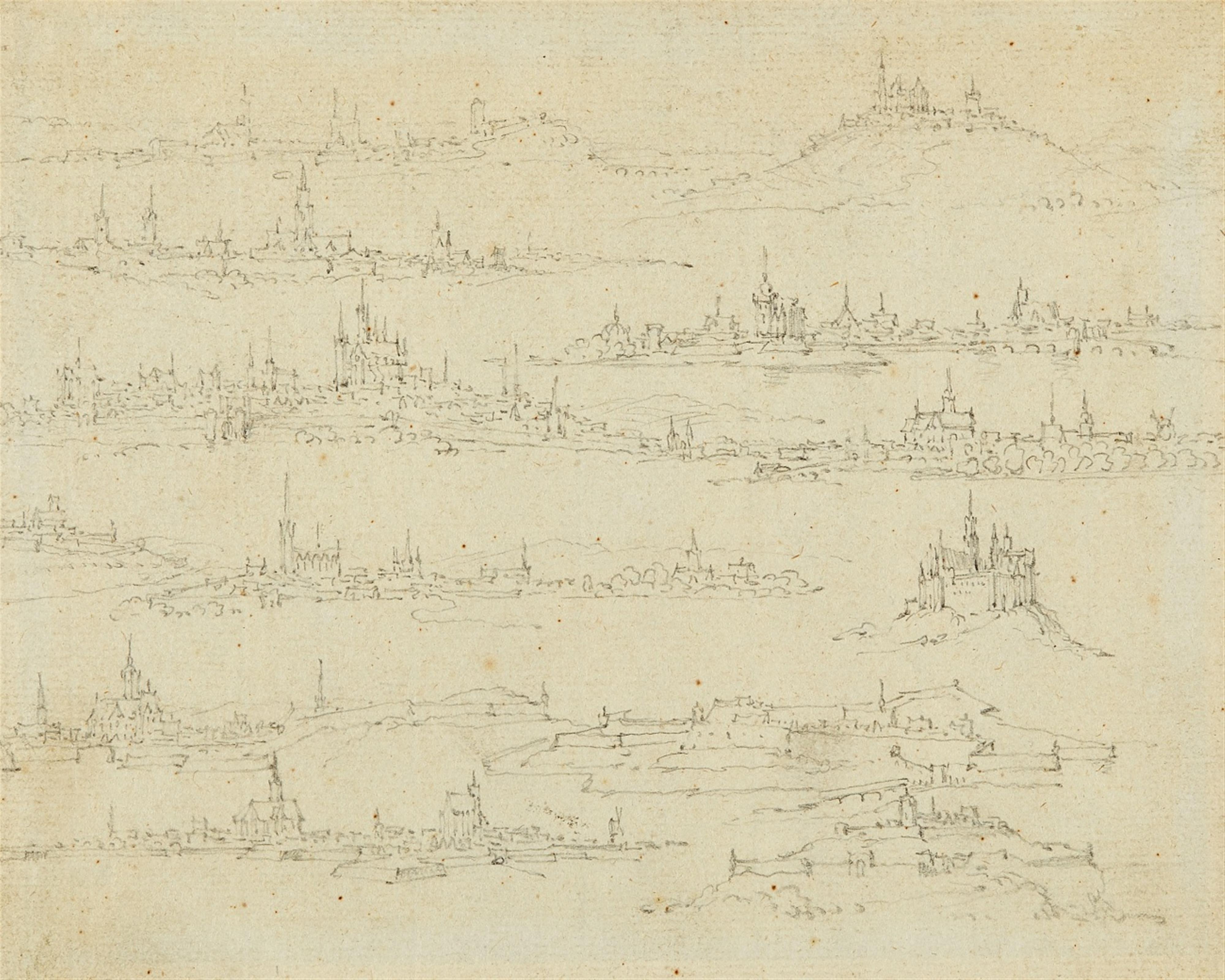 Adam Frans van der Meulen, zugeschrieben - Skizzen zu diversen Stadtpanoramen - image-1