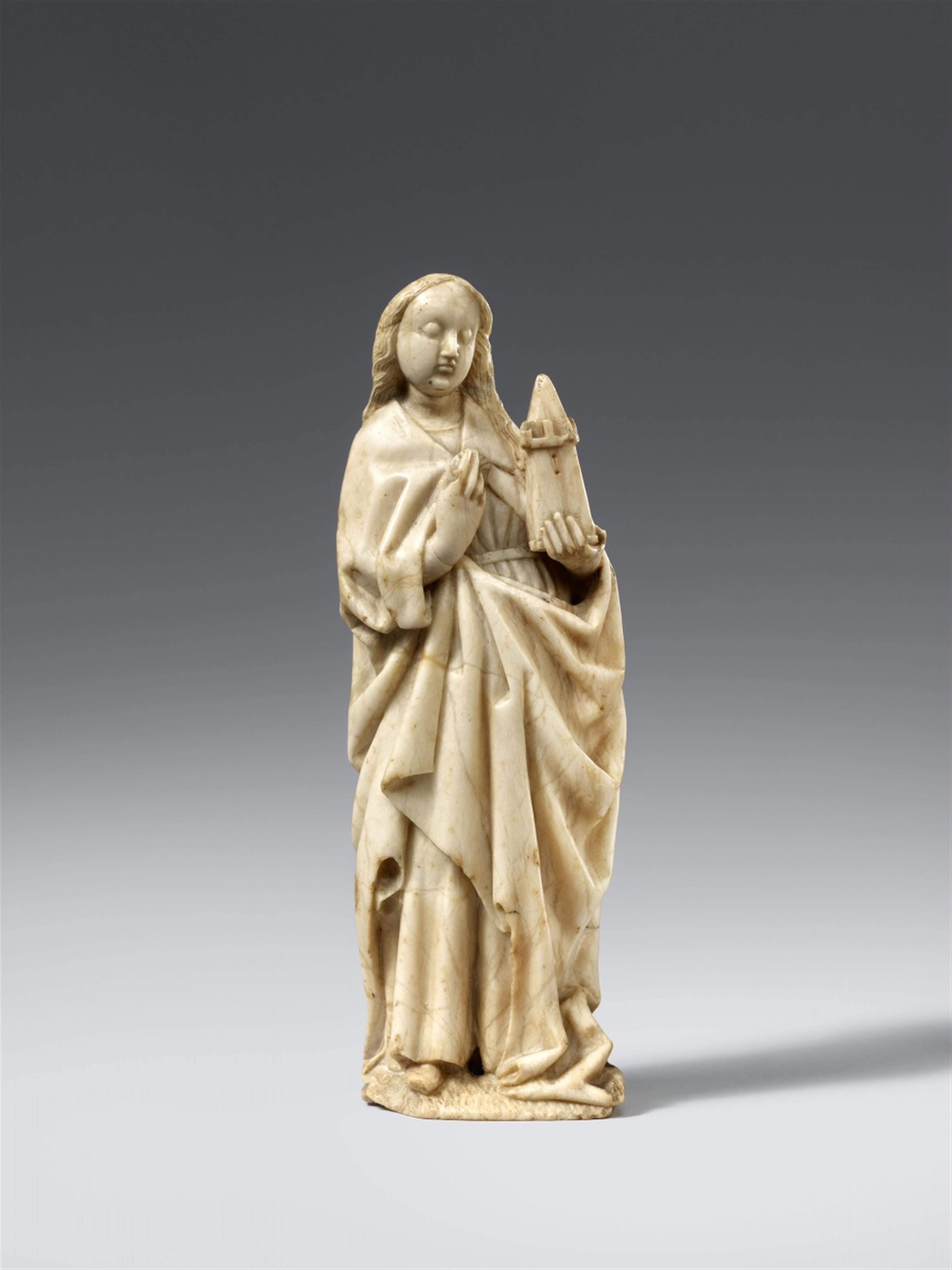 Southern Netherlands, circa 1440/1450 - A Southern Netherlandish carved alabaster figure of St. Barbara, circa 1440/1450 - image-1