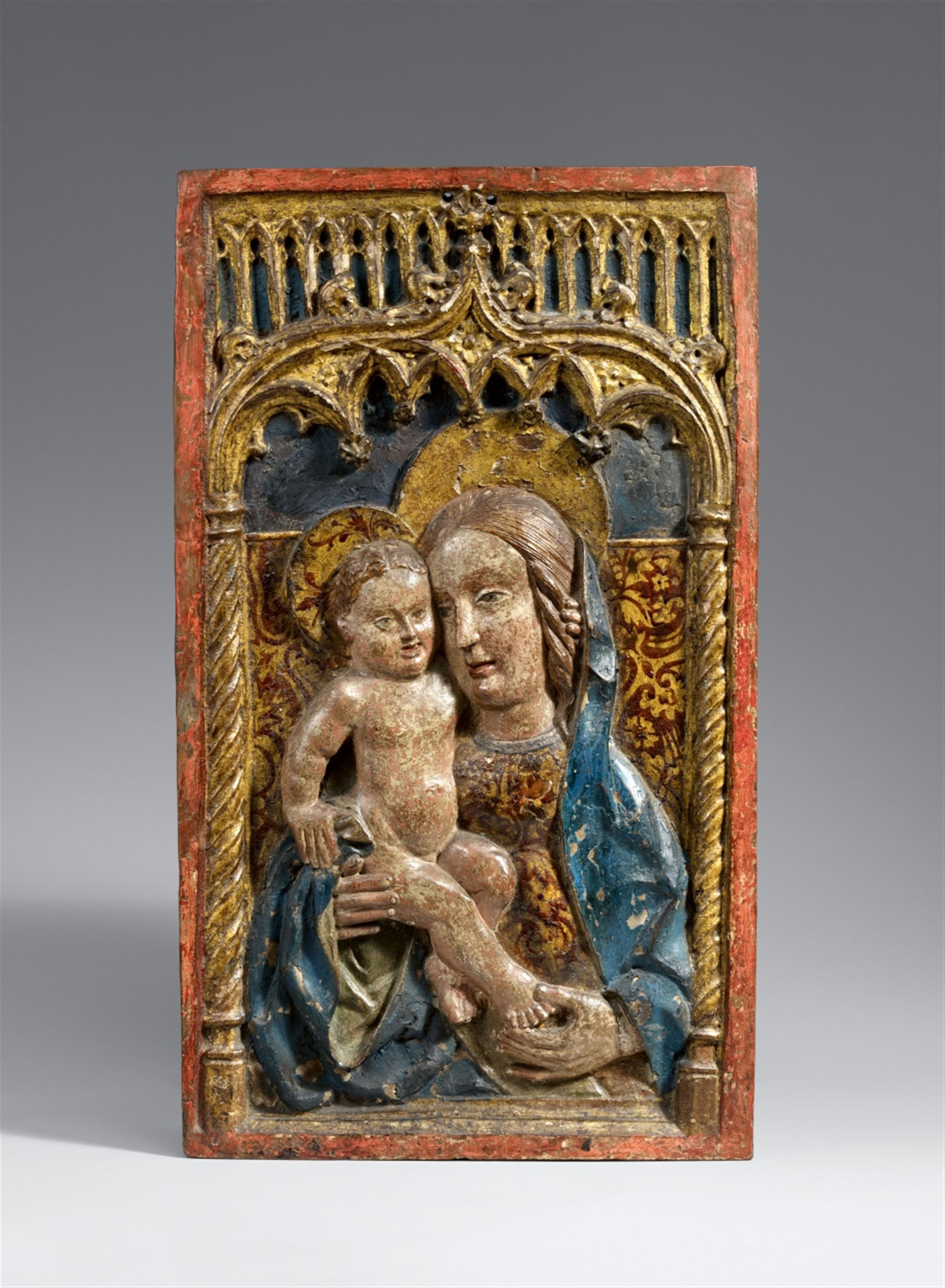 Wohl Spanien 2. Hälfte 15. Jahrhundert - Relief mit Madonna mit Kind - image-1