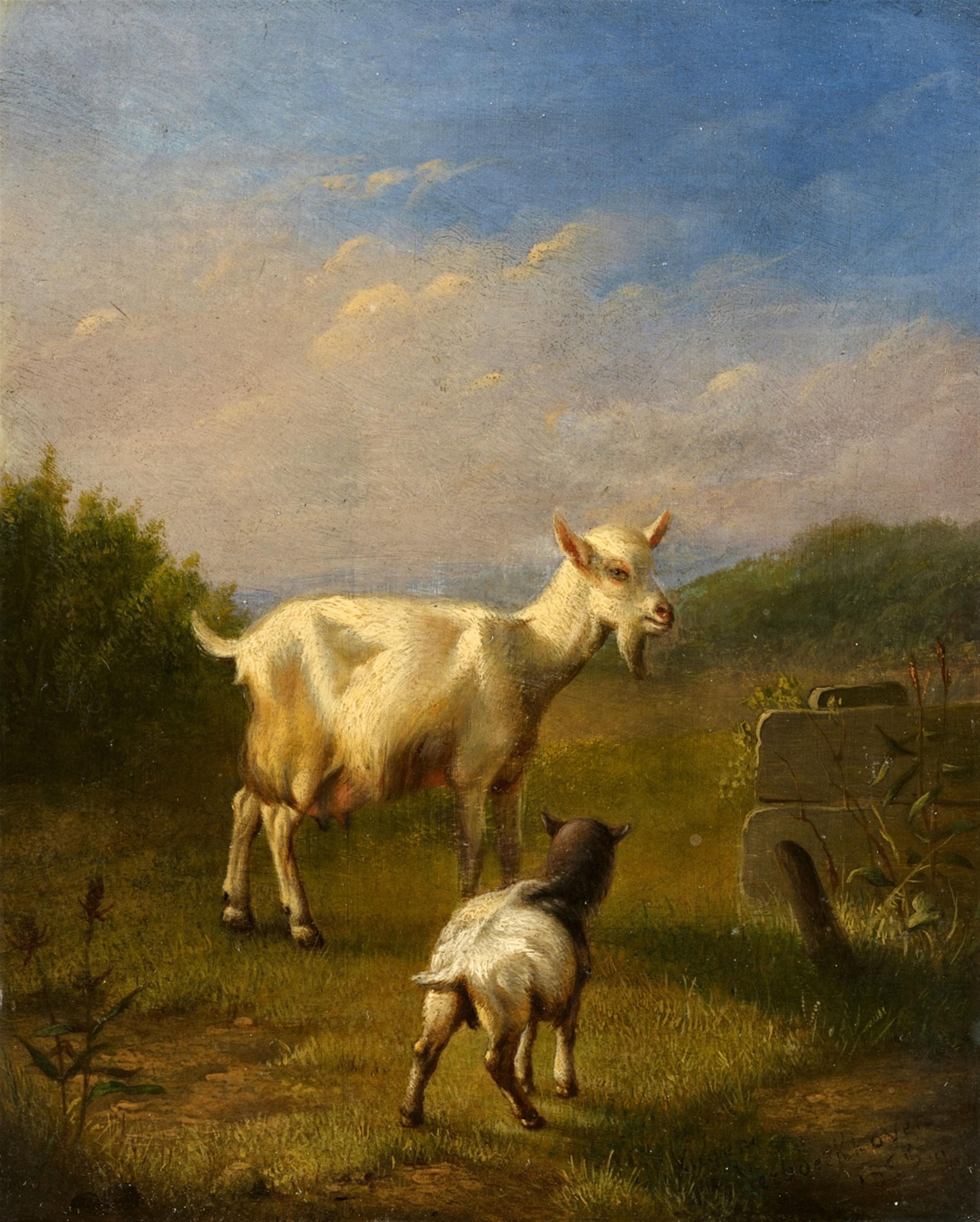 Eugène-Joseph Verboeckhoven - Landscape with Two Goats - image-1