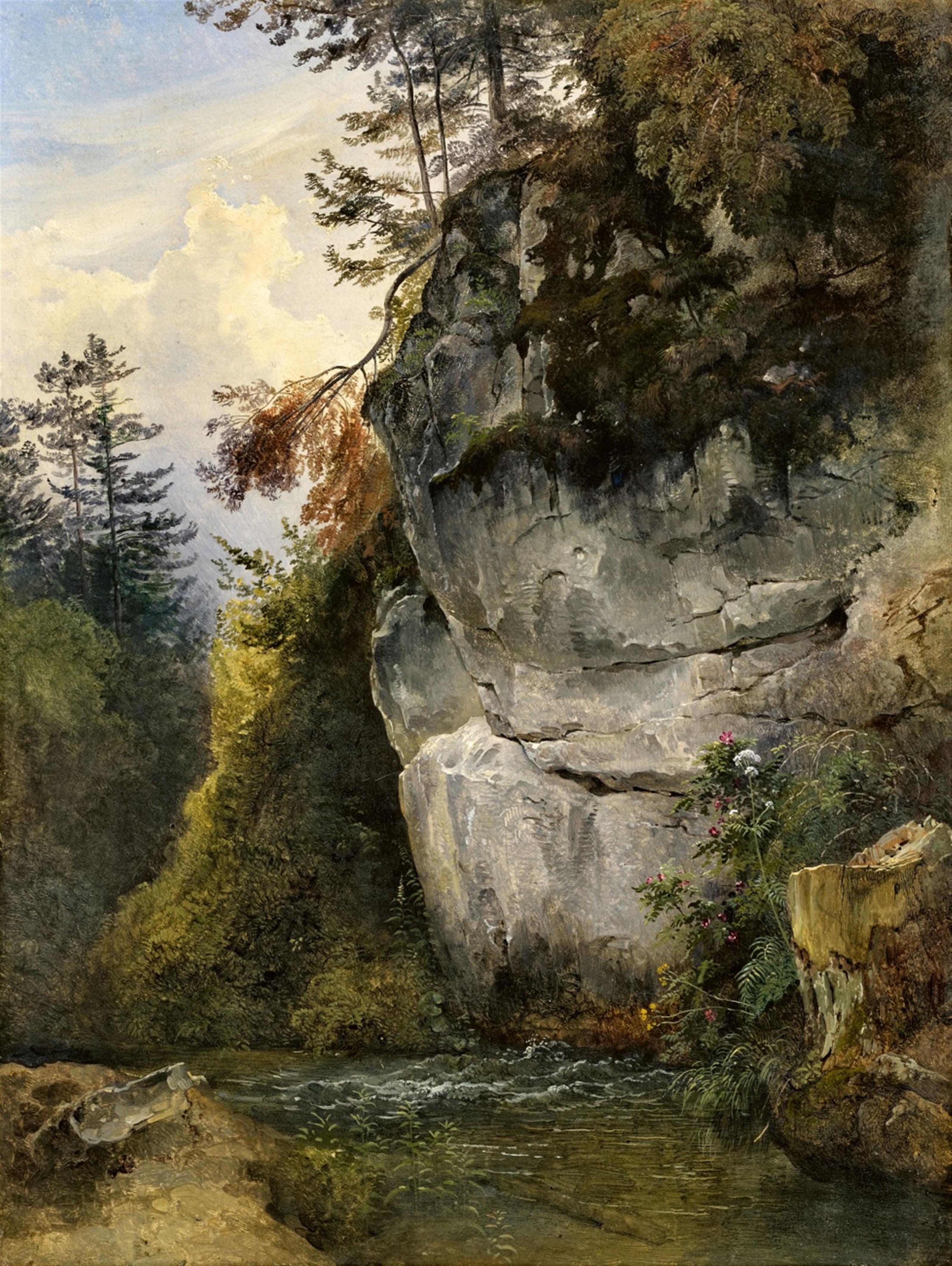 Friedrich Gauermann - Rock Formation by a Stream - image-1
