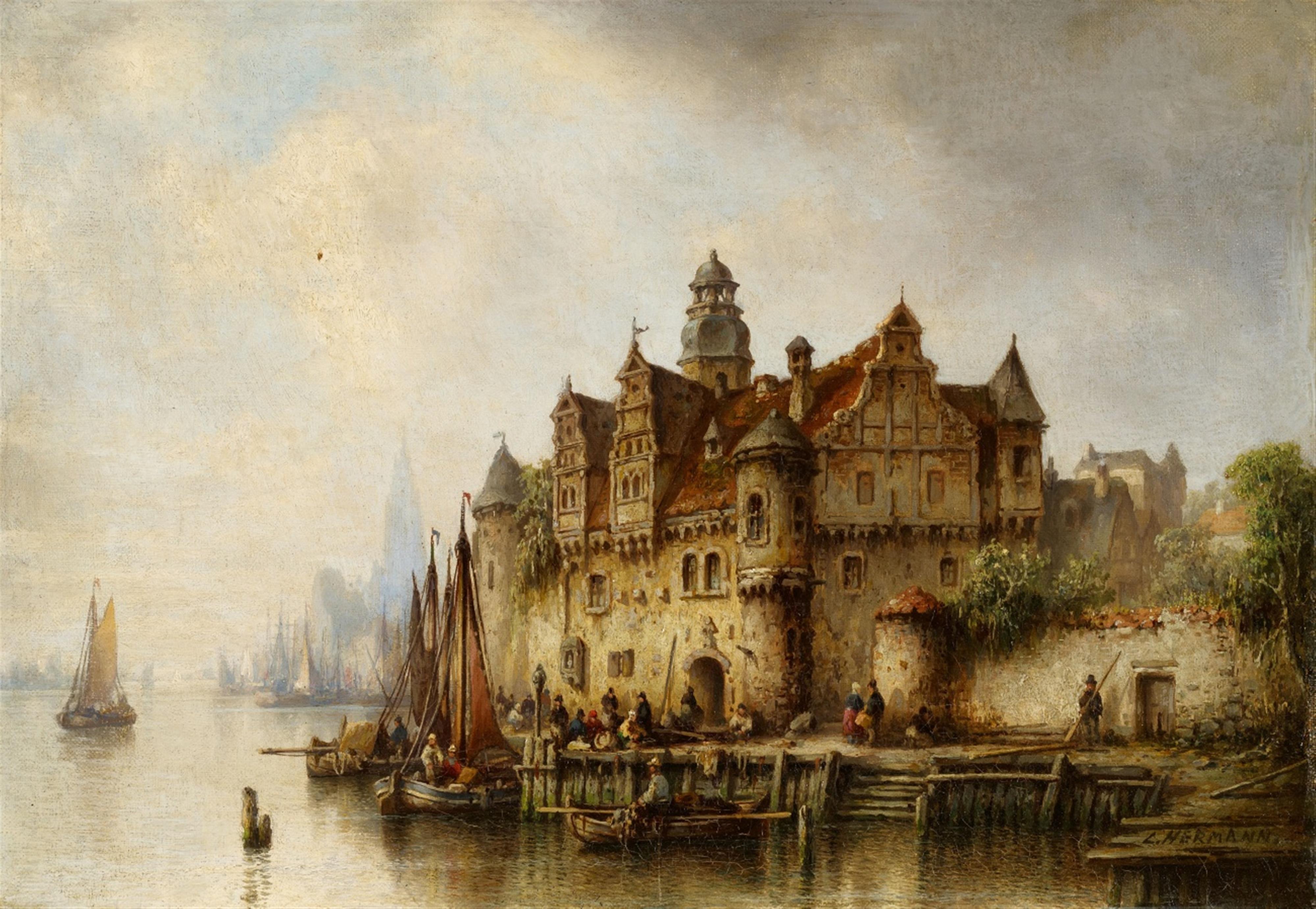 Ludwig Hermann - Am Ufer der Schelde bei Antwerpen - image-1
