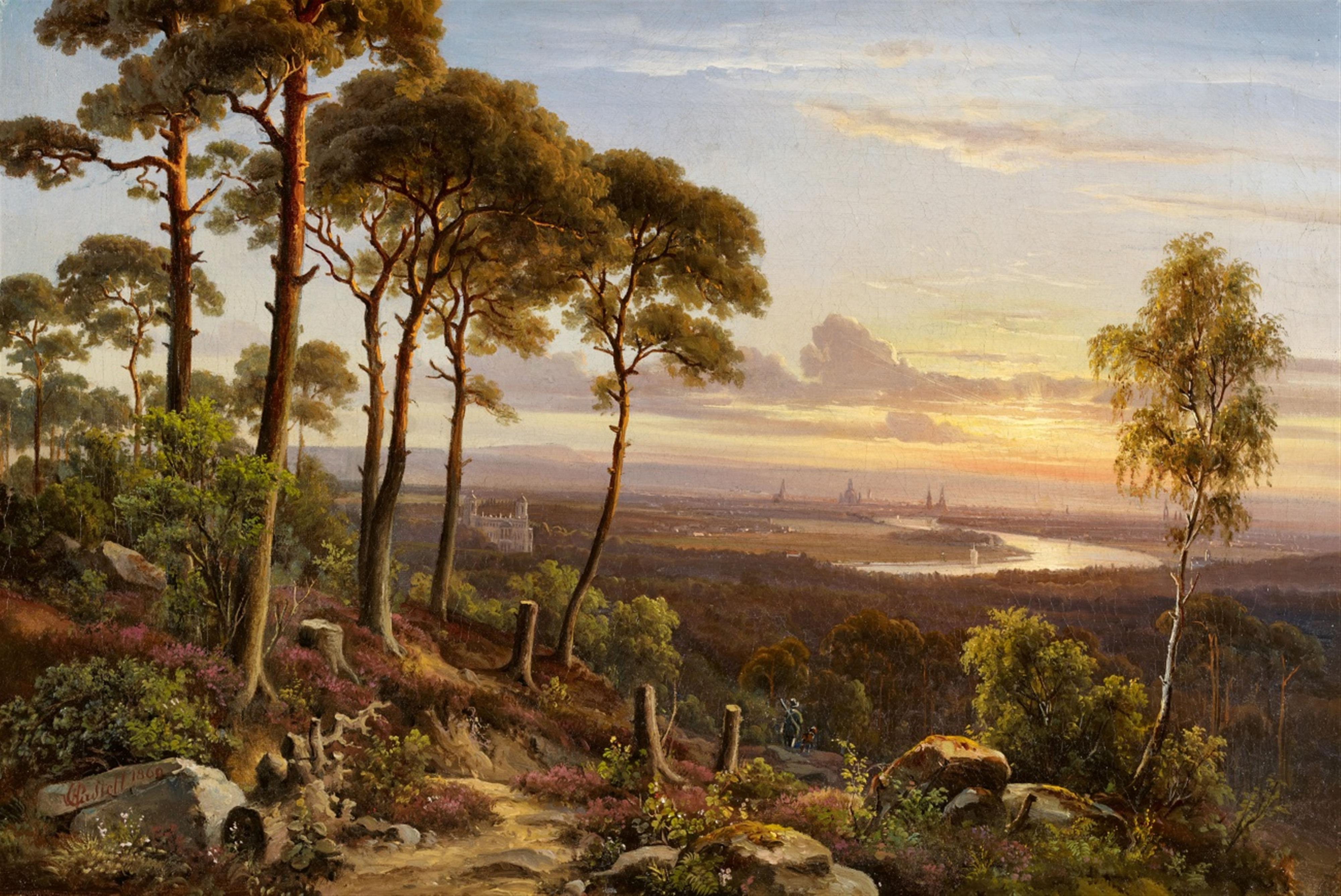 Anton Castell - Forest Landscape with a View of Dresden and the Elbe - image-1