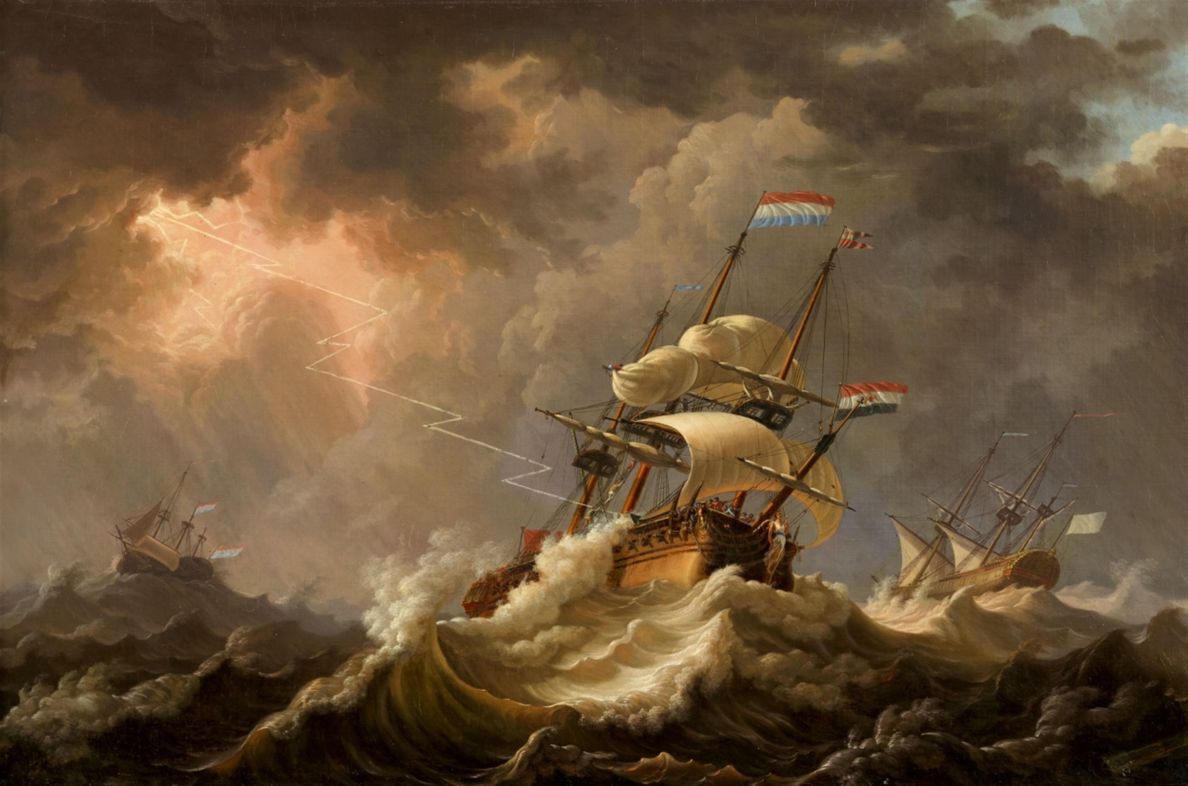 Johannes Herman Barend Koekkoek - Ships on Rough Seas - image-1
