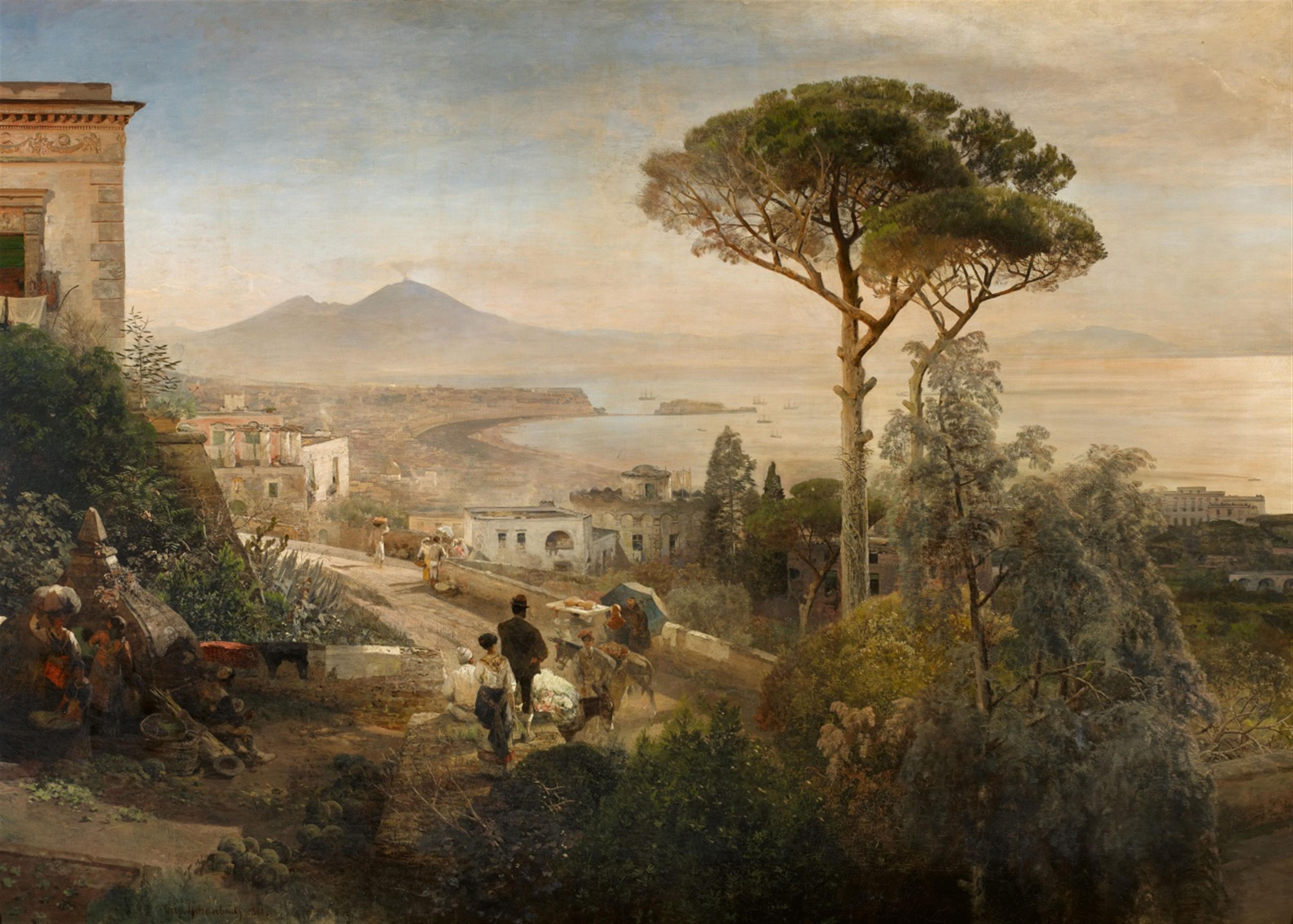Oswald Achenbach - Coastal Landscape on the Bay of Naples - image-1