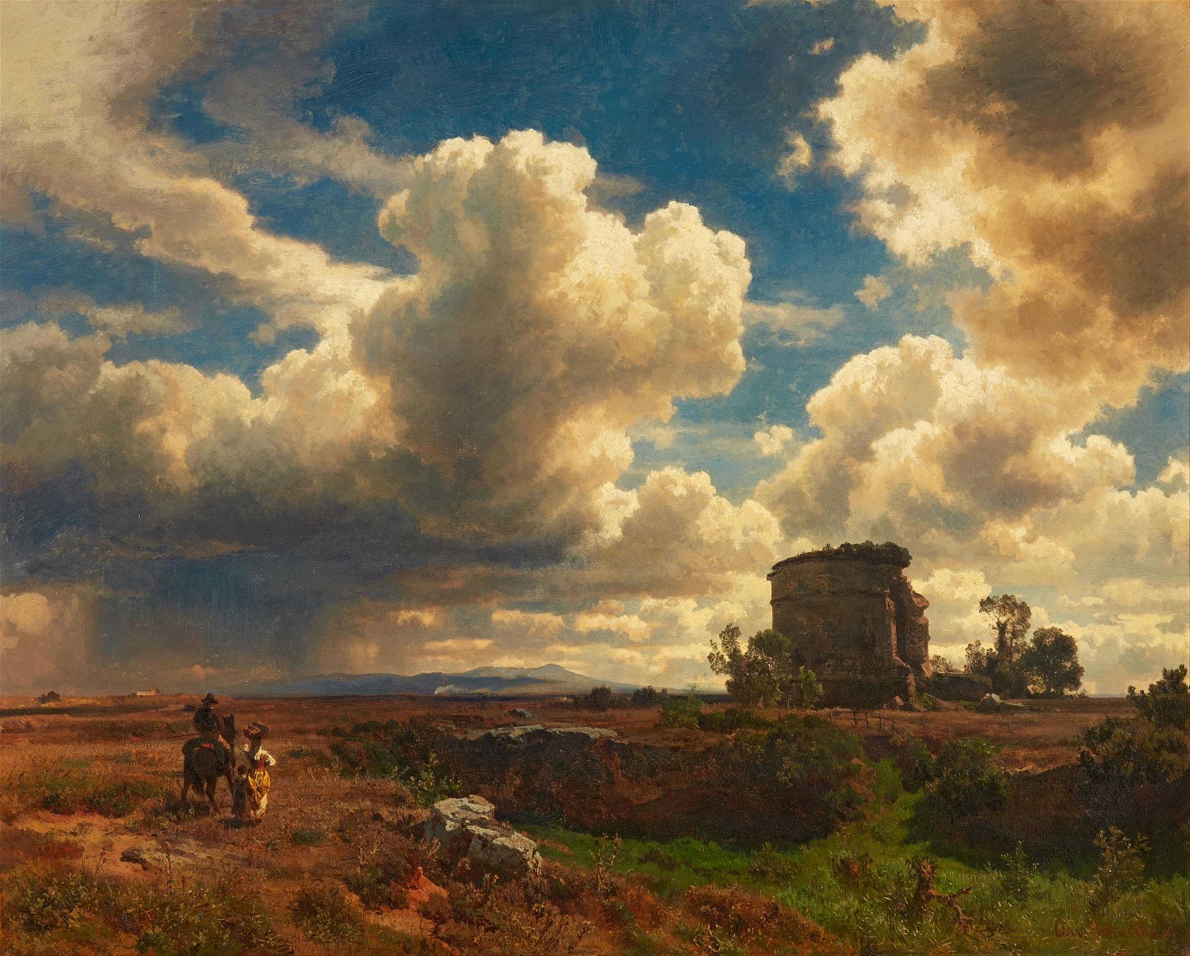 Oswald Achenbach - Landscape in the Campagna with a Gathering Storm (Villa Gordiani at the Via Prenestina near Rome) - image-1