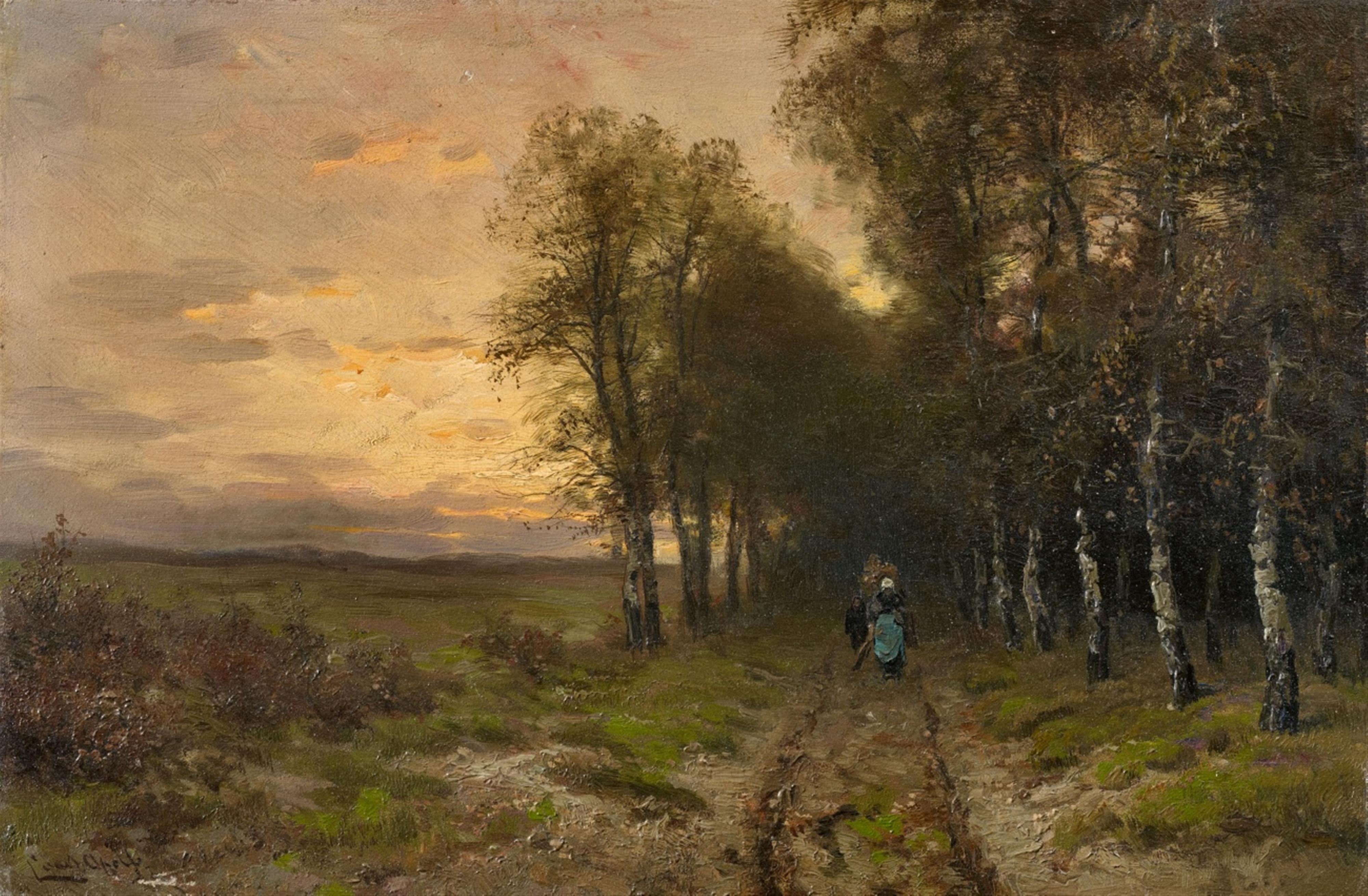 Louis Apol - Evening Landscape with Returning Firewood Collectors - image-1