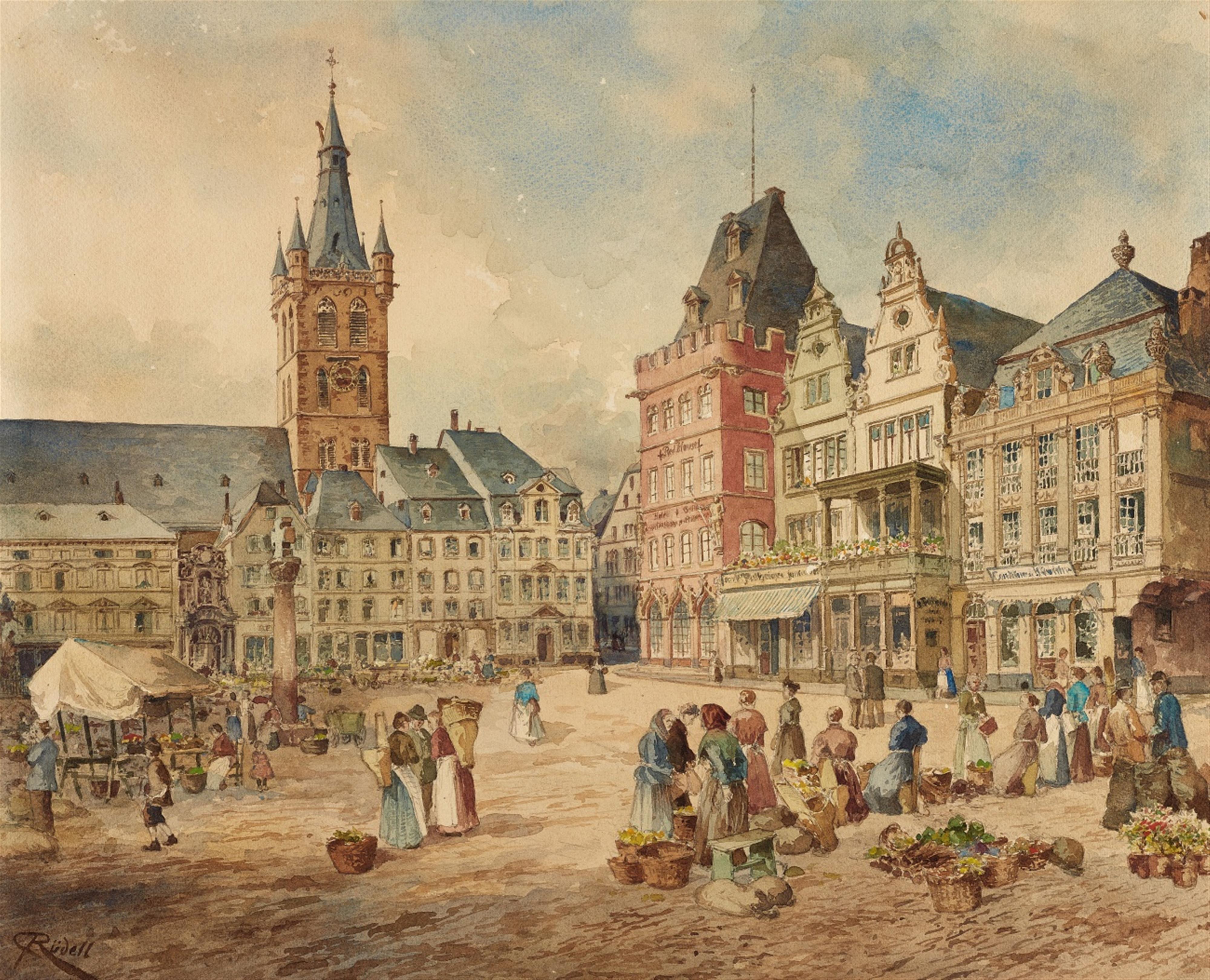 Carl Rüdell - Trier Market with a View of Saint Gangolph - image-1