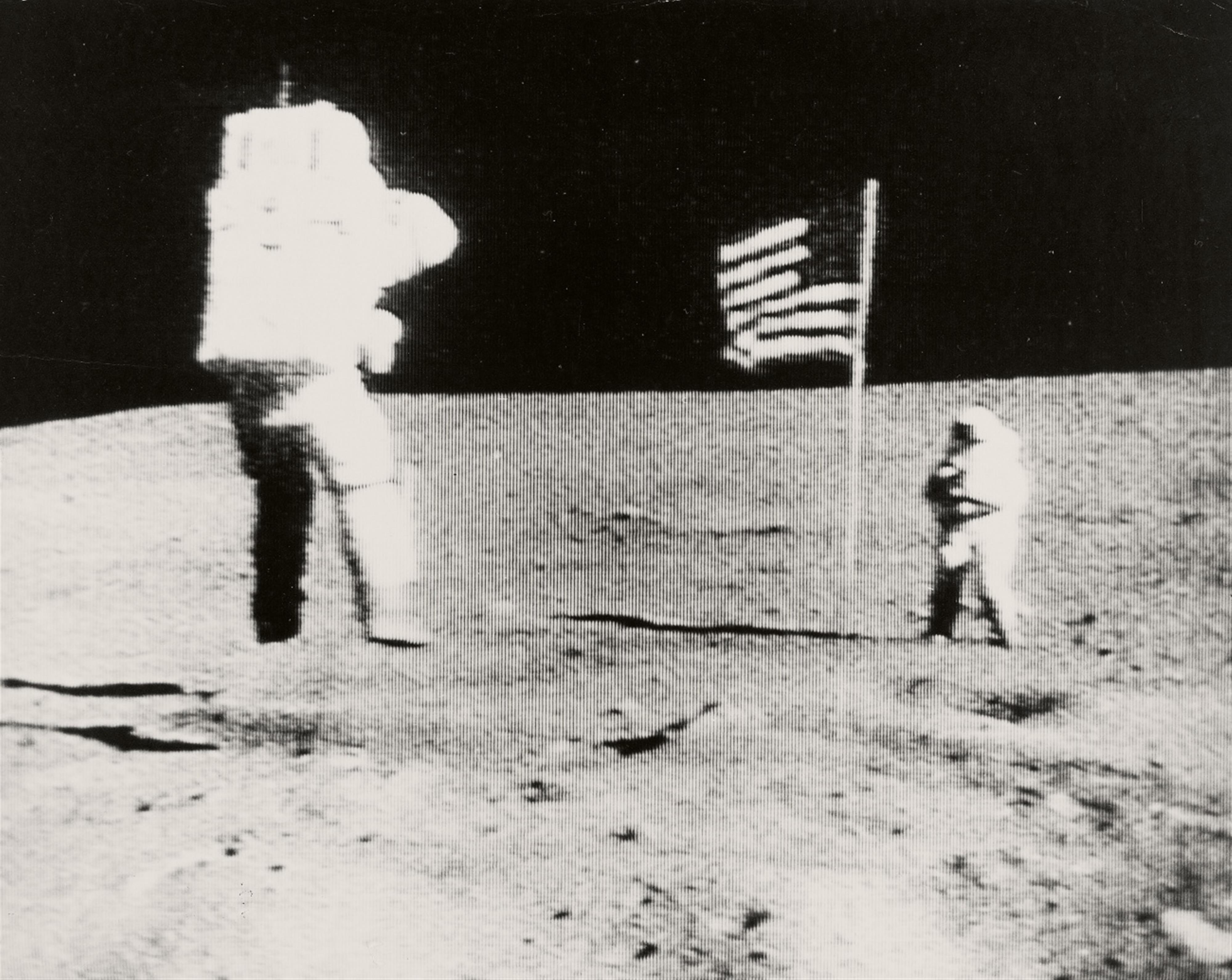 NASA - Apollo 16 TV Picture - Astronaut John W. Young leaps from the lunar surface as he salutes the U.S. flag - image-1