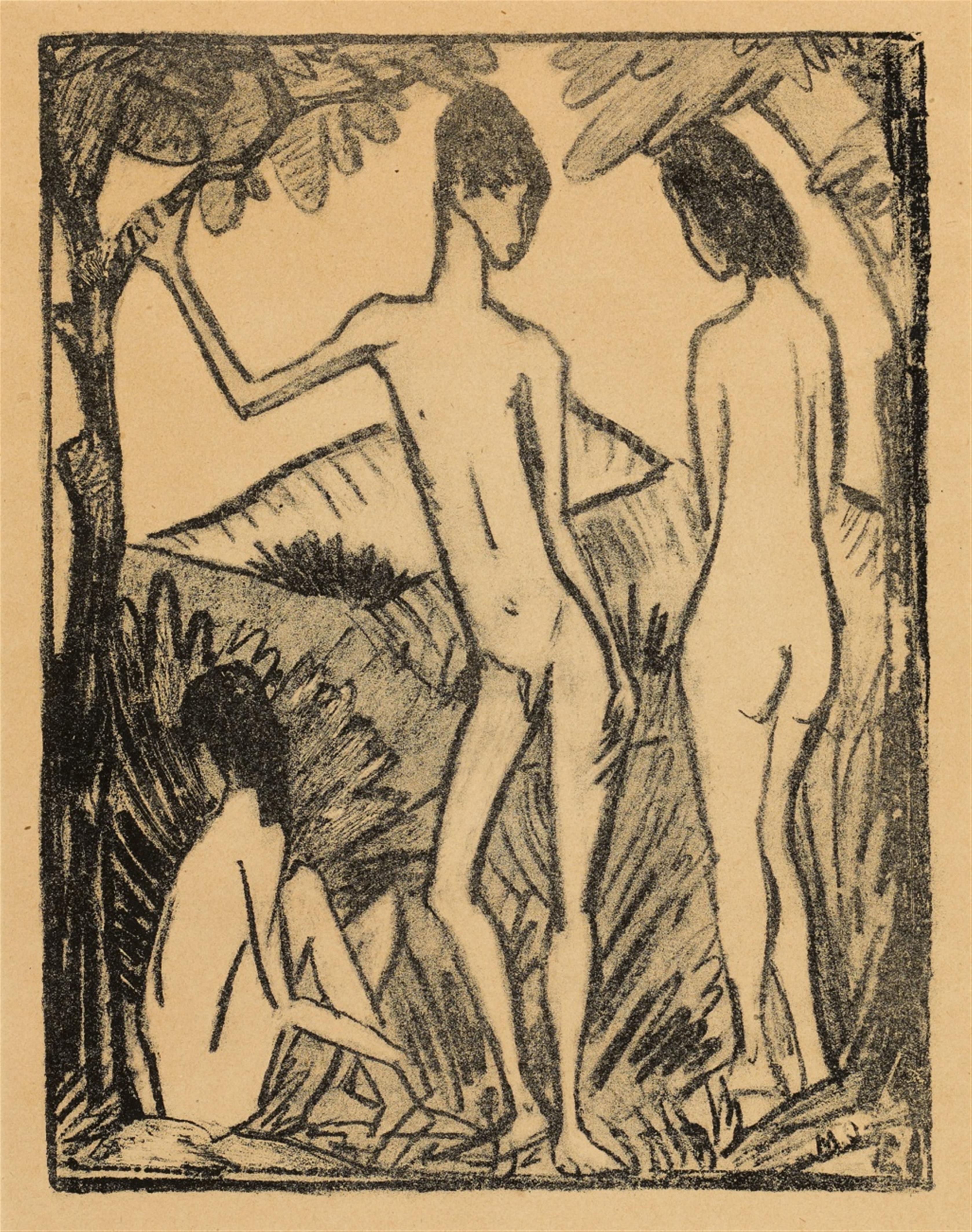 Otto Mueller - Stehender Knabe und zwei Mädchen 2 (Drei Akte) - image-1