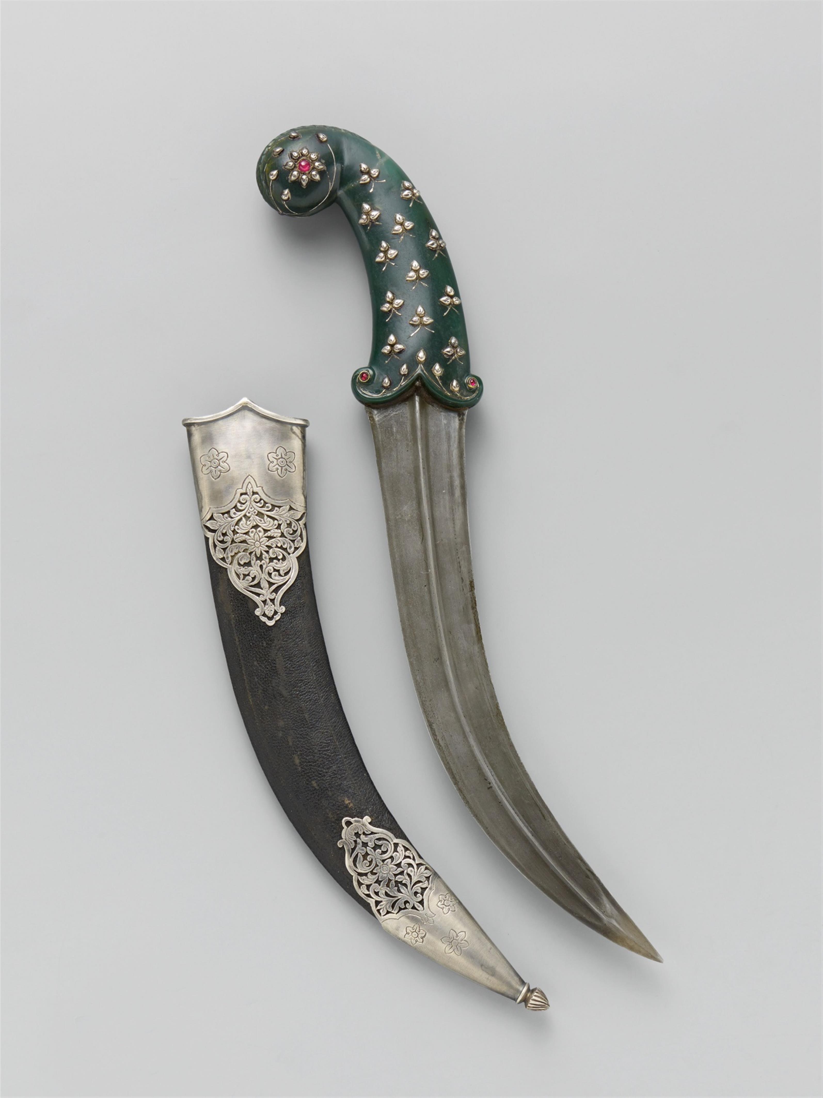 Dolch (khanjar). Stahl, Silber, Leder und Jade. Zentralindien, Deccan. 19. Jh. - image-1