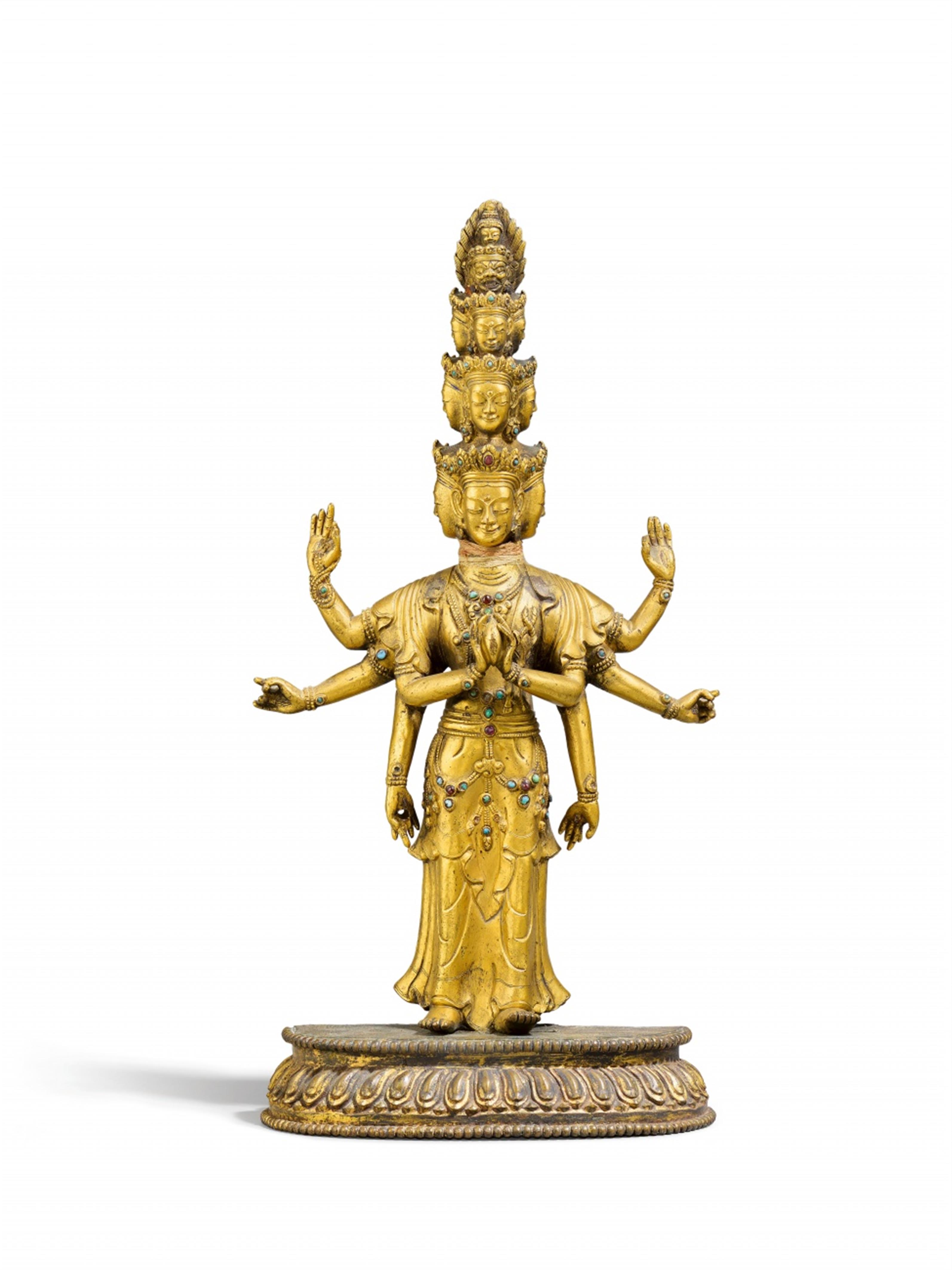 Avalokiteshvara. Feuervergoldete Bronze. Tibet. 18./19. Jh. - image-1