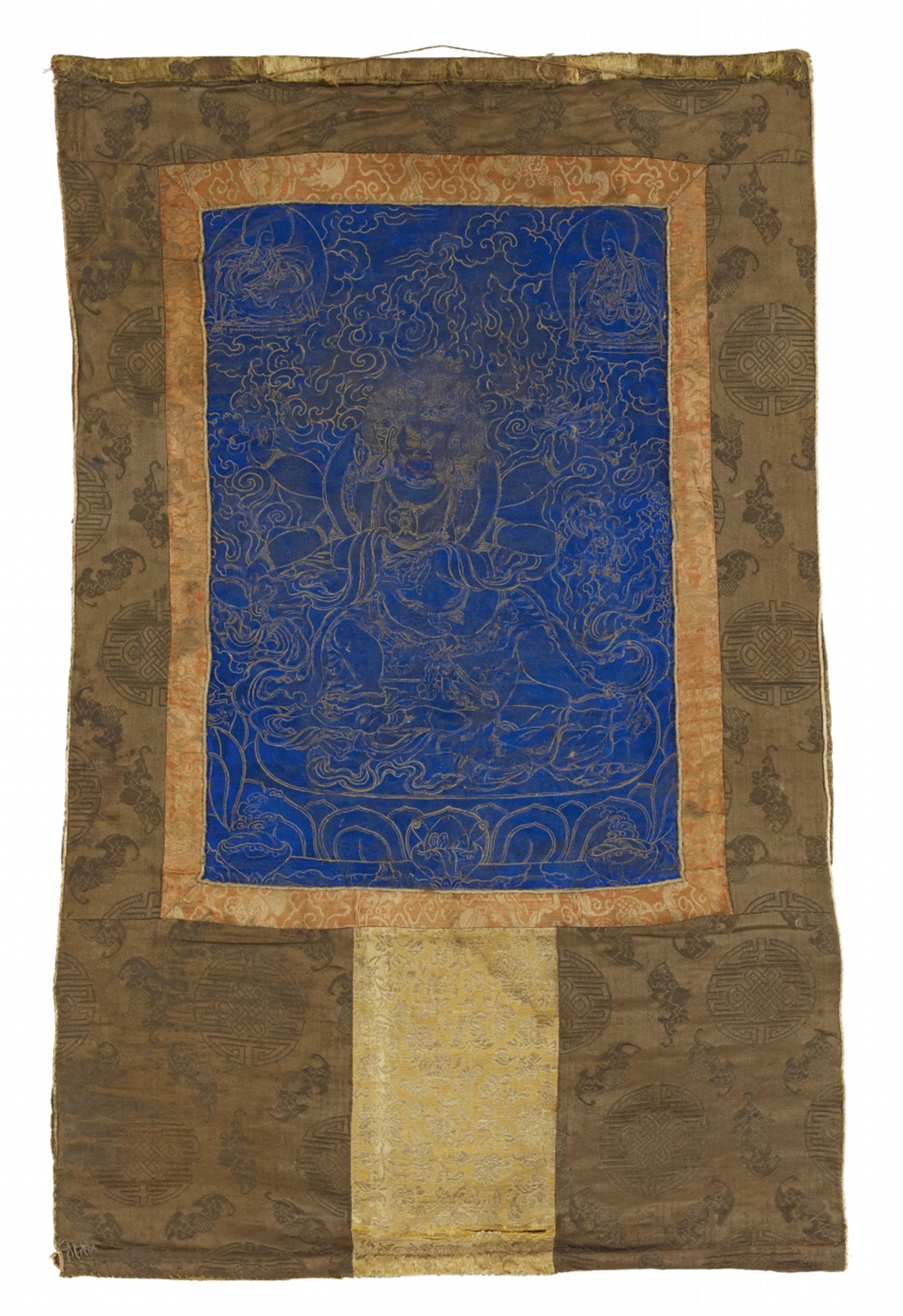 Thangka des Shadbhuja-Mahakala auf blauem Grund. Tibet. 19. Jh. - image-1