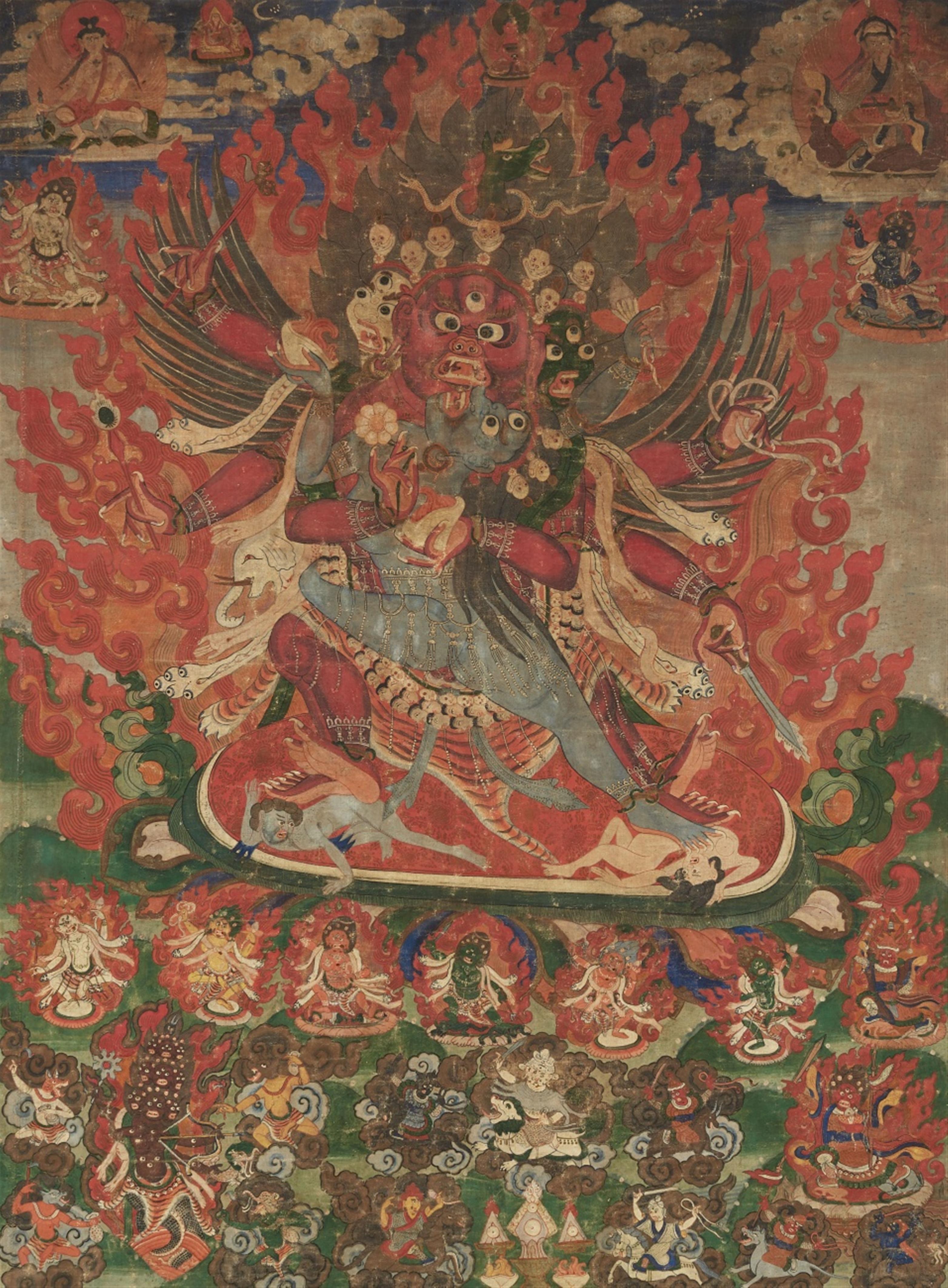 Thangka des Hayagriva yab-yum. Tibet. 18./19. Jh. - image-2