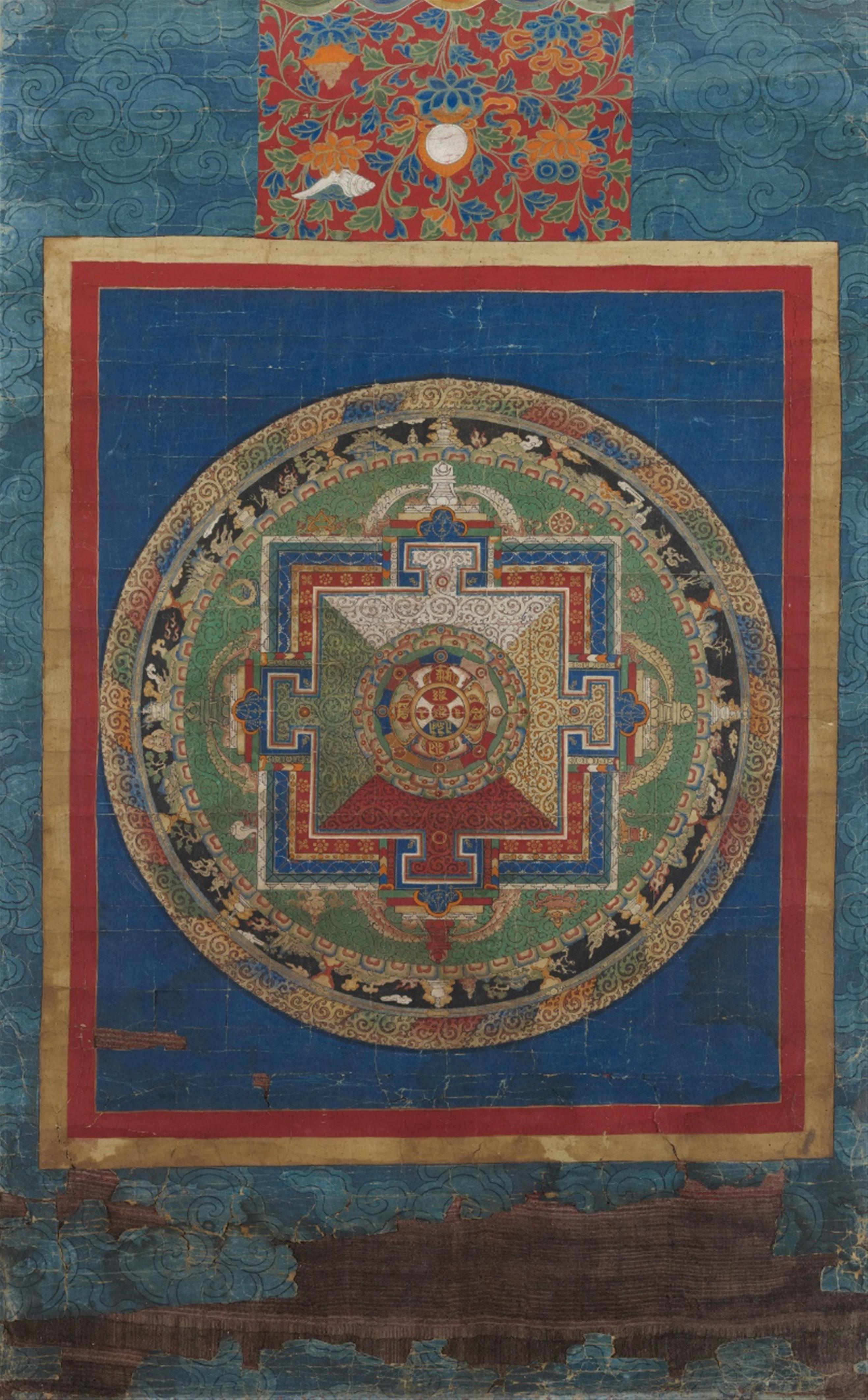 A Tibetan mandala of an unidentified deity. 19th century - image-1