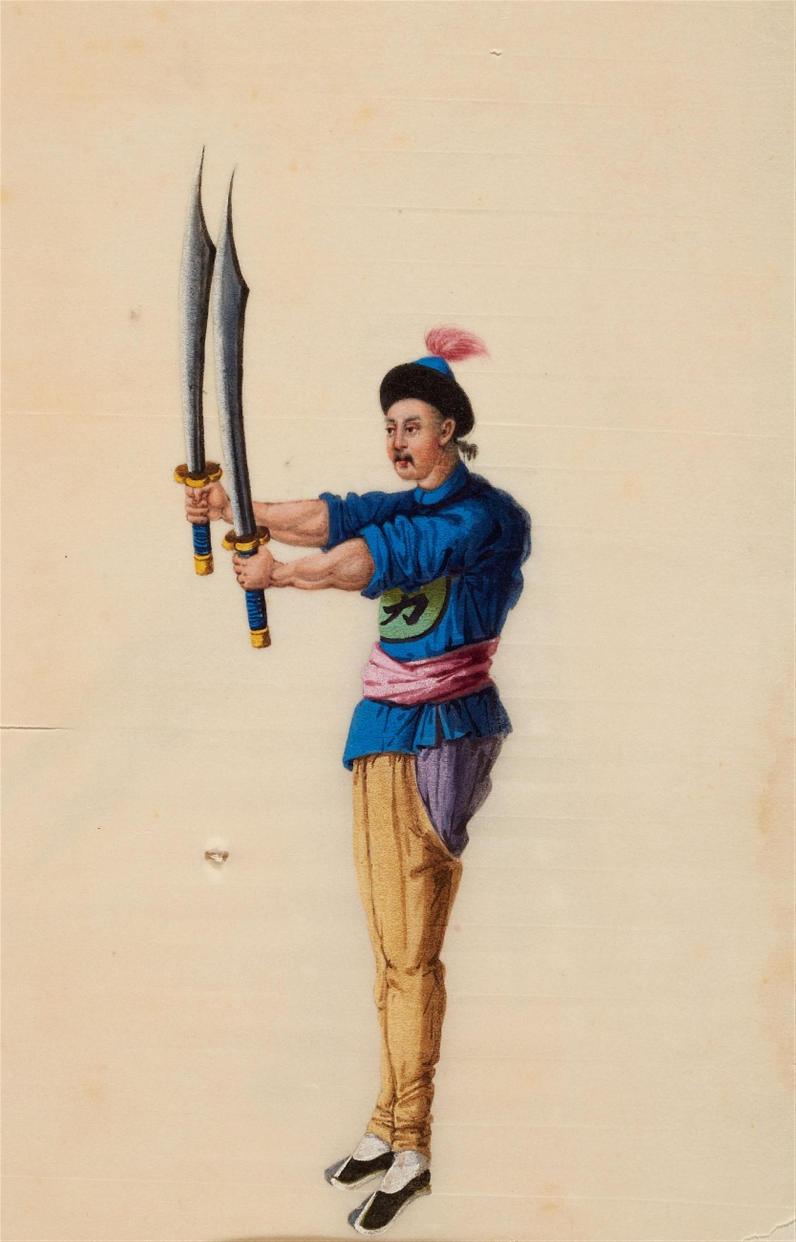 Tingqua . Canton. 19th century - An album with eleven paintings depicting warriors - image-5