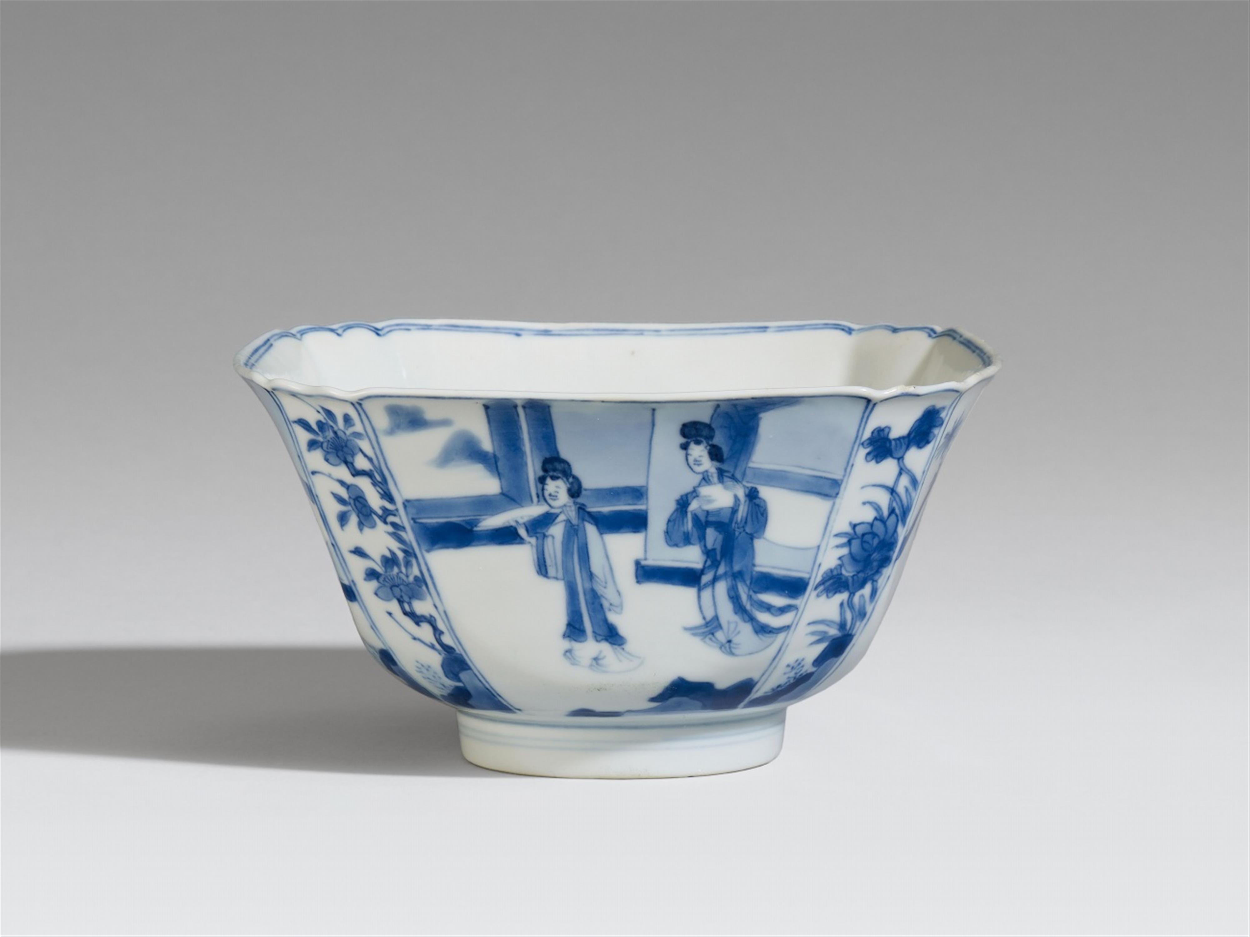 A blue and white octagonal bowl. Kangxi period (1662-1722) - image-1