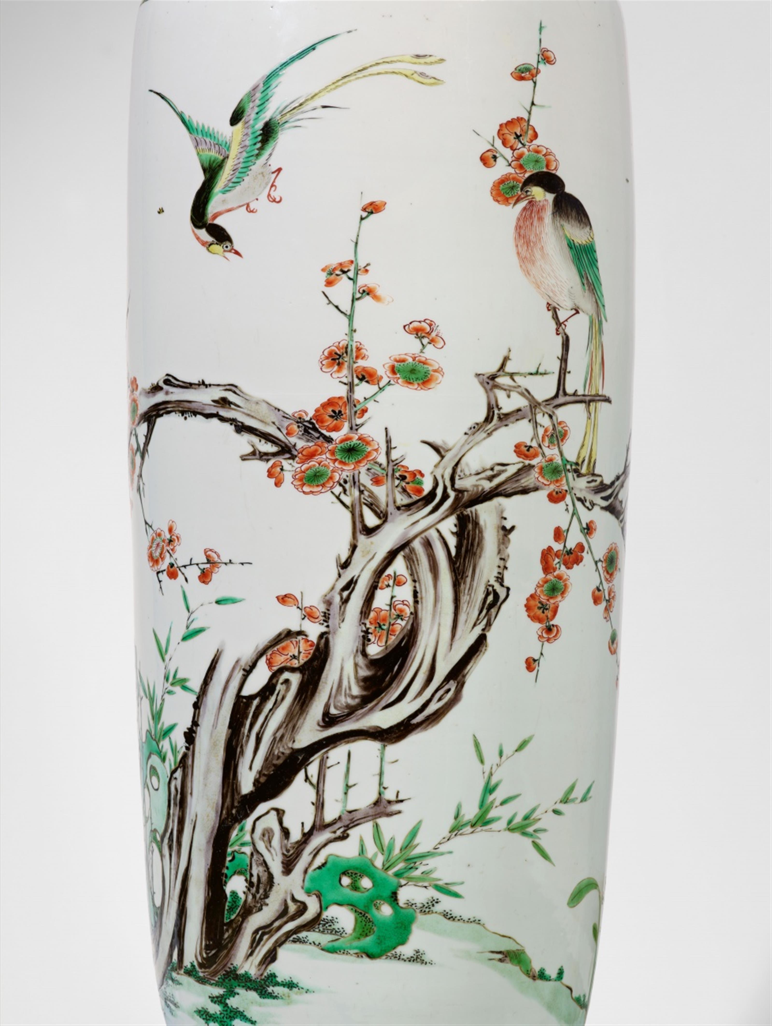 A large famille verte rouleau vase. Kangxi period (1662-1722) - image-2