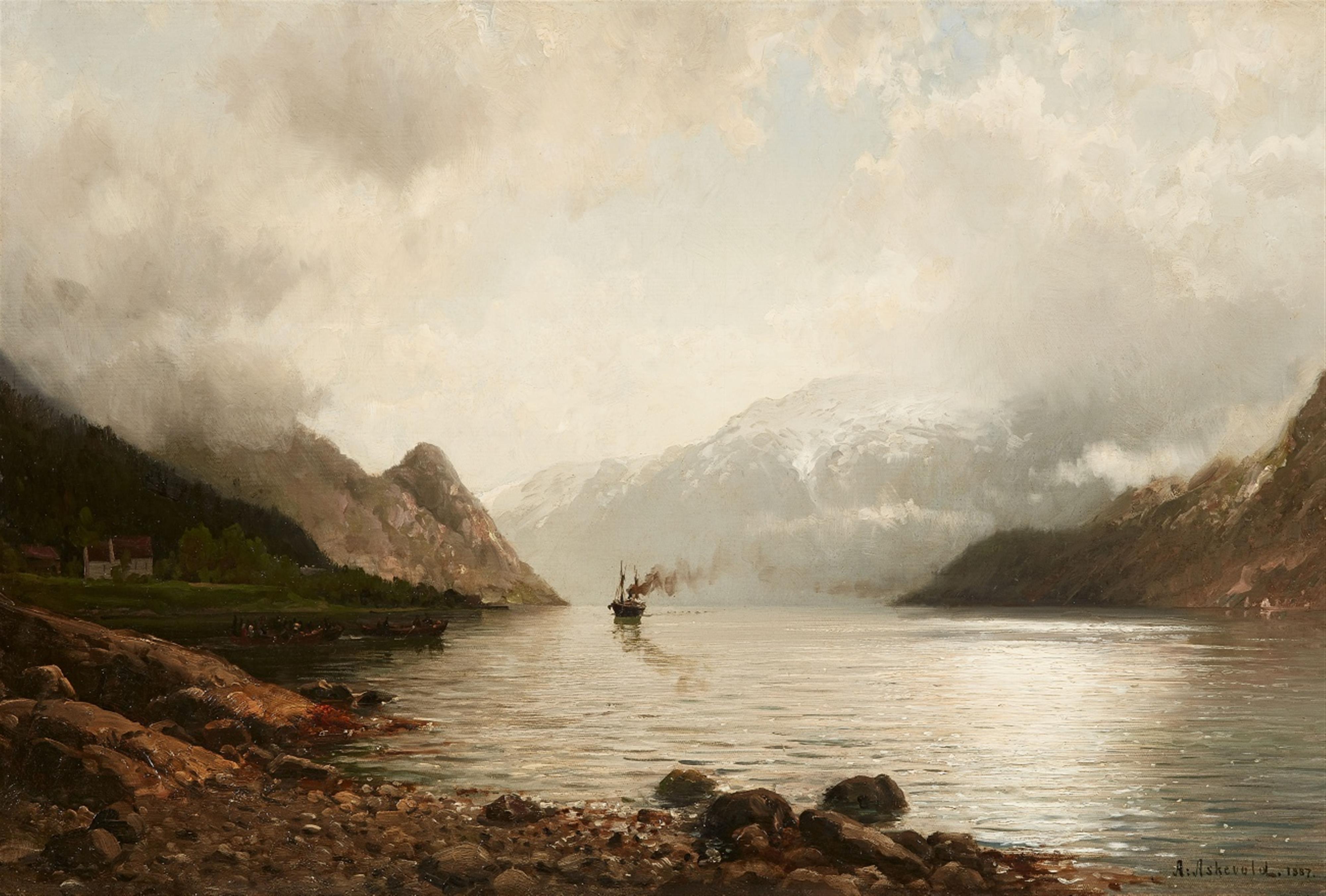 Anders Monsen Askevold - Dampfschiff im Fjord - image-1