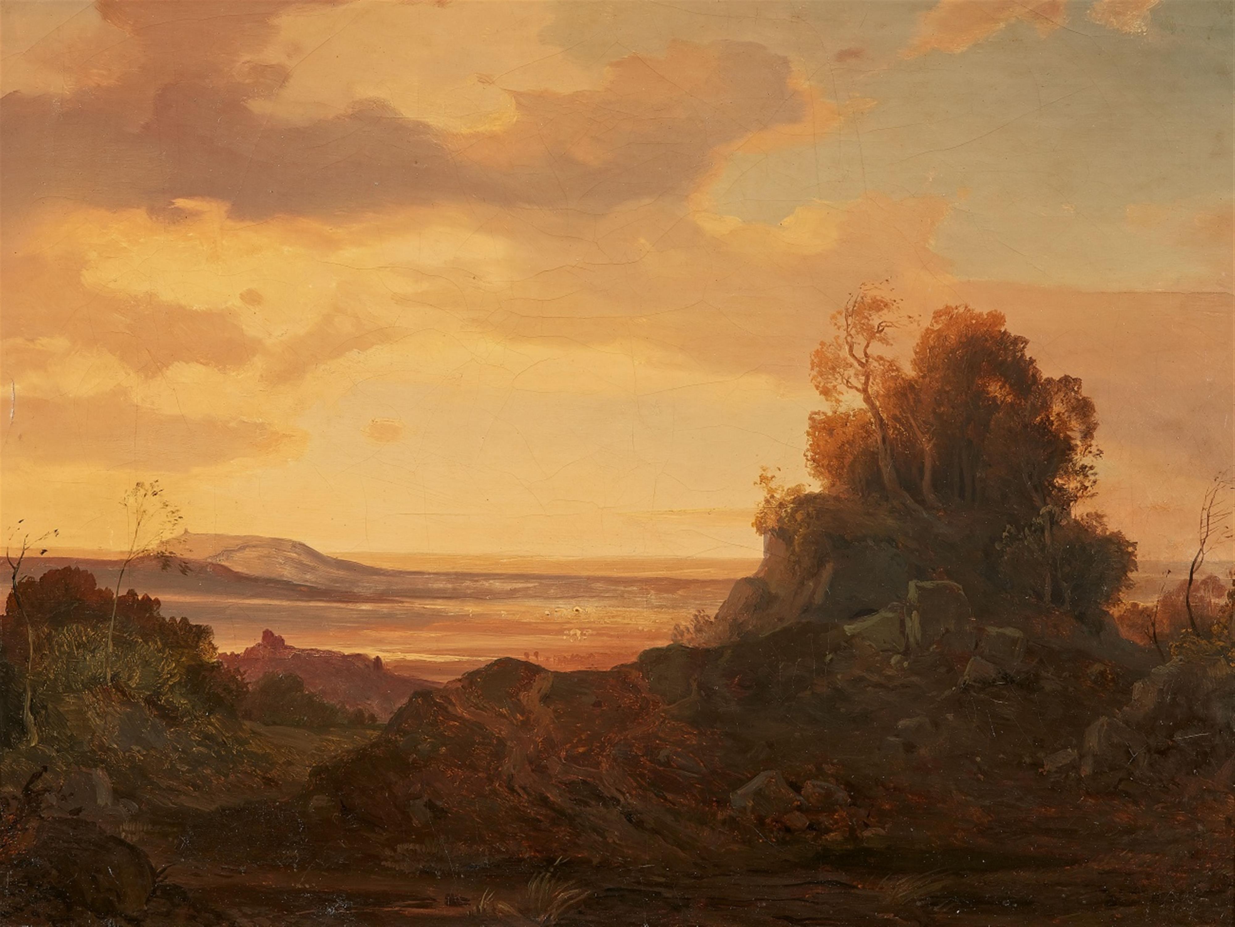 Deutscher Künstler der 1. Hälfte des 19. Jahrhunderts - Romantische Landschaft im Abendlicht - image-1