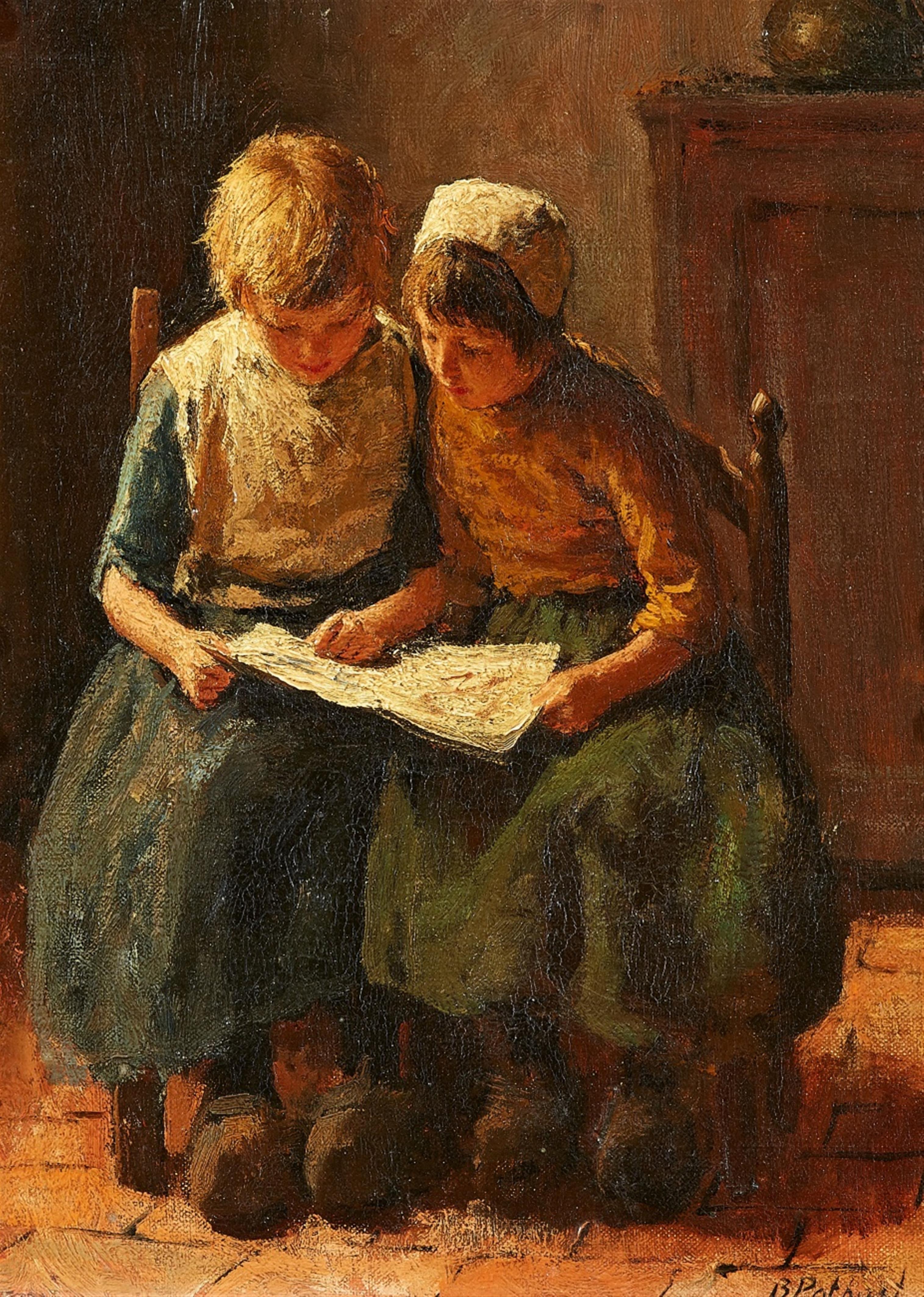 Bernard Pothast - Interior with Girls Reading - image-1