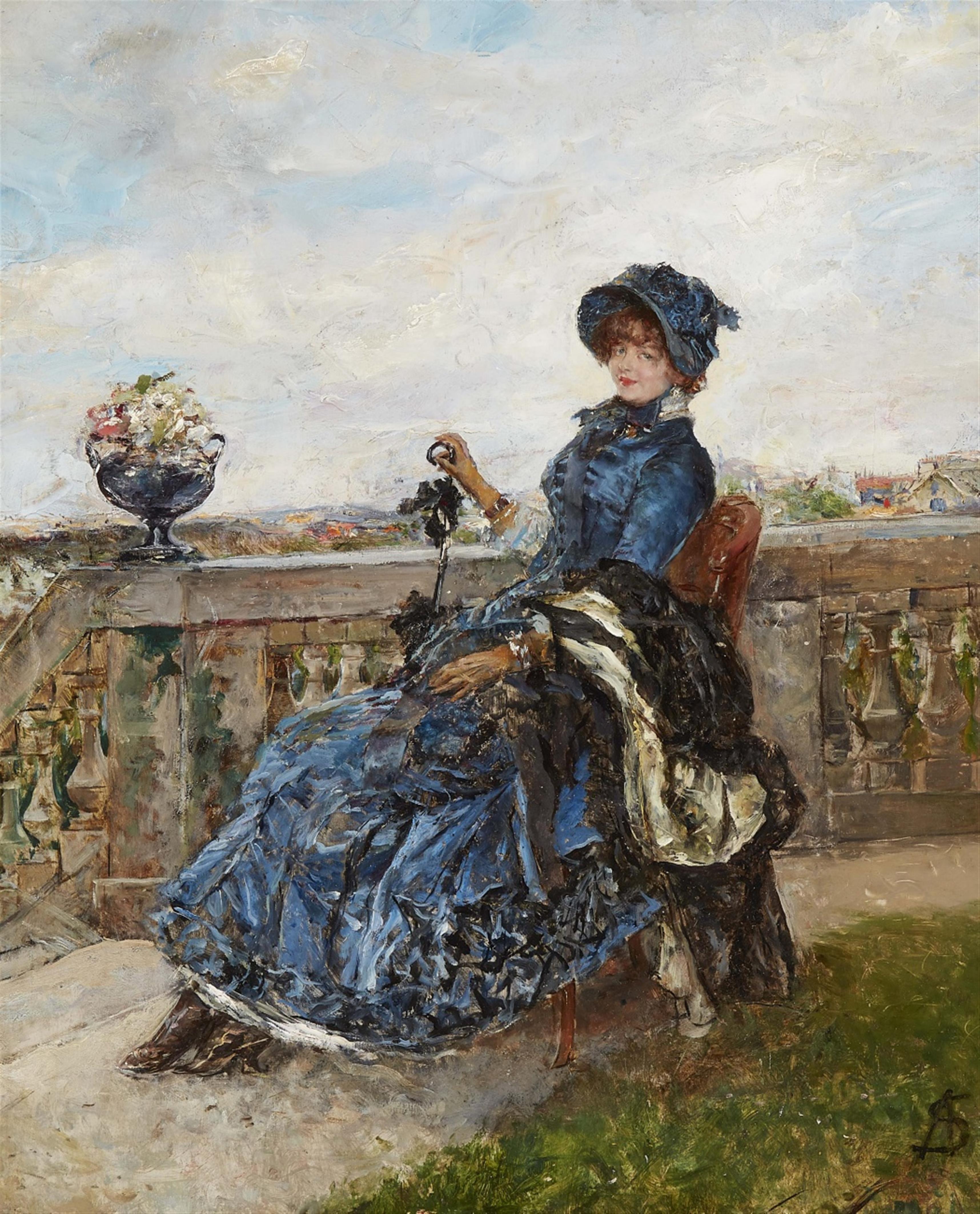Unbekannter Künstler des 19. Jahrhunderts
Alfred Stevens - Elegante Dame auf einer Terrasse - image-1