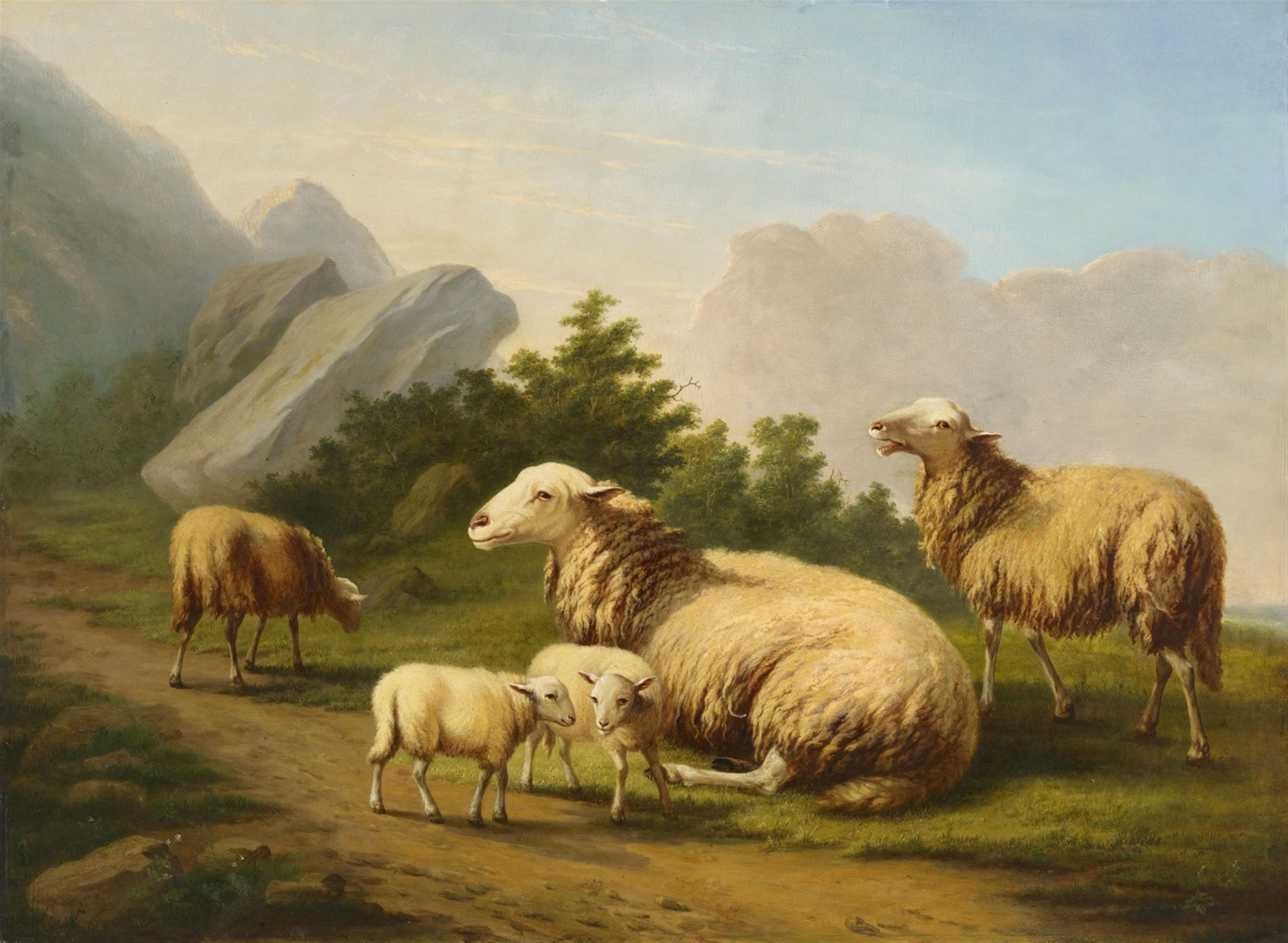Eugène-Joseph Verboeckhoven - Sheep in a Mountainous Landscape - image-1