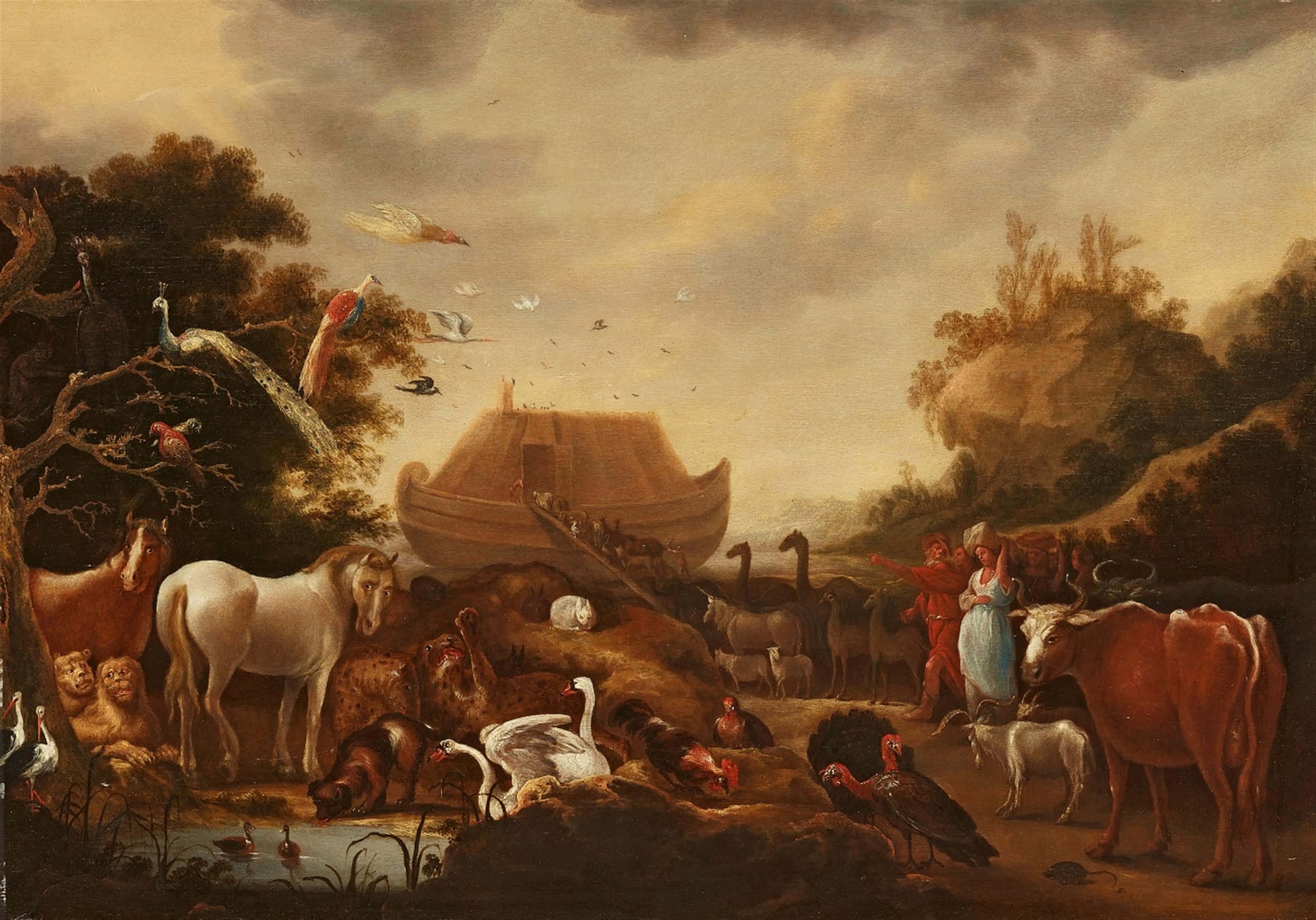 Gillis de Hondecoeter, follower of - Landscape with Animals and Noah's Ark - image-1