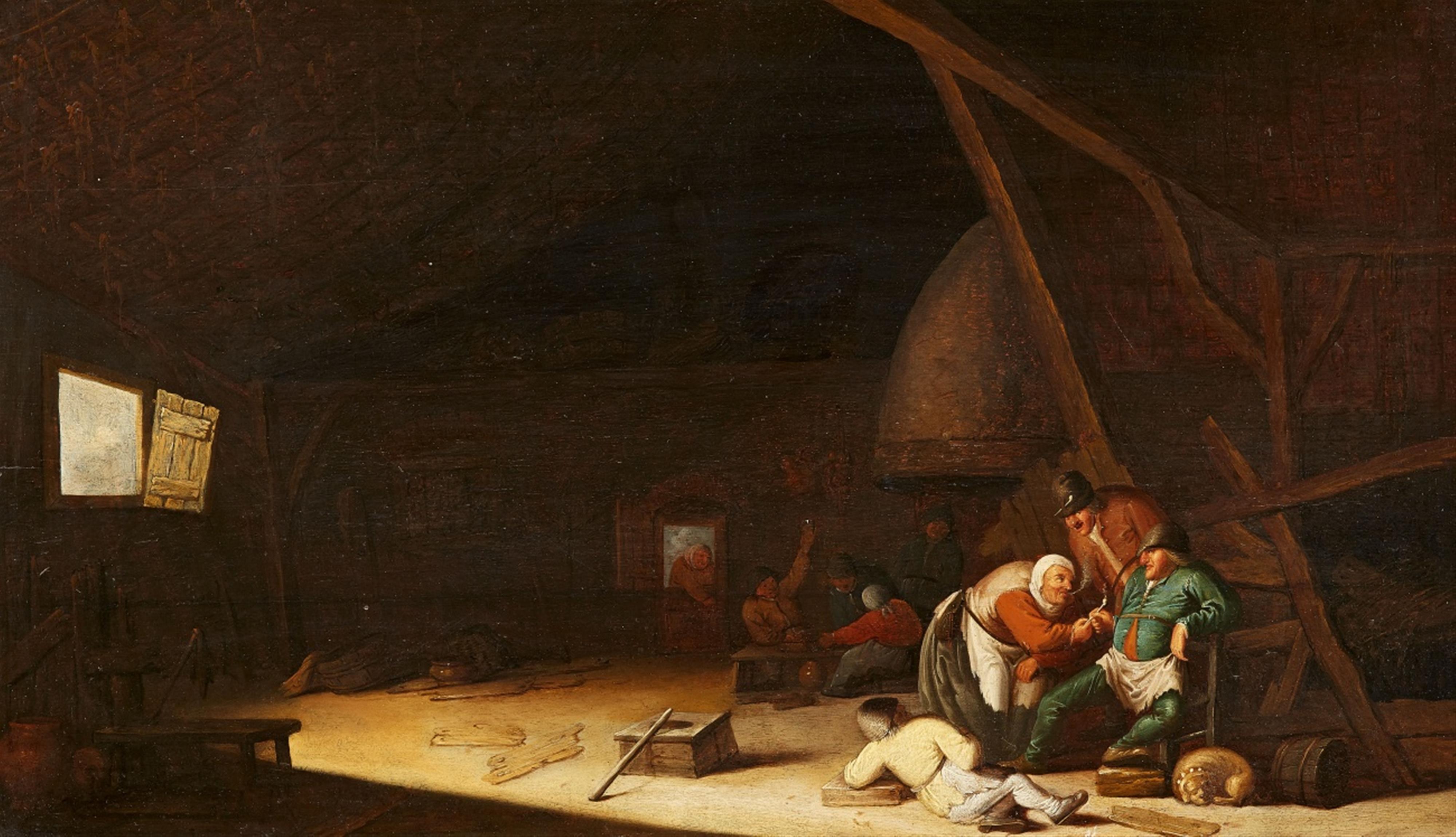 Bartholomeus Molenaer - Interior with a Rustic Scene - image-1