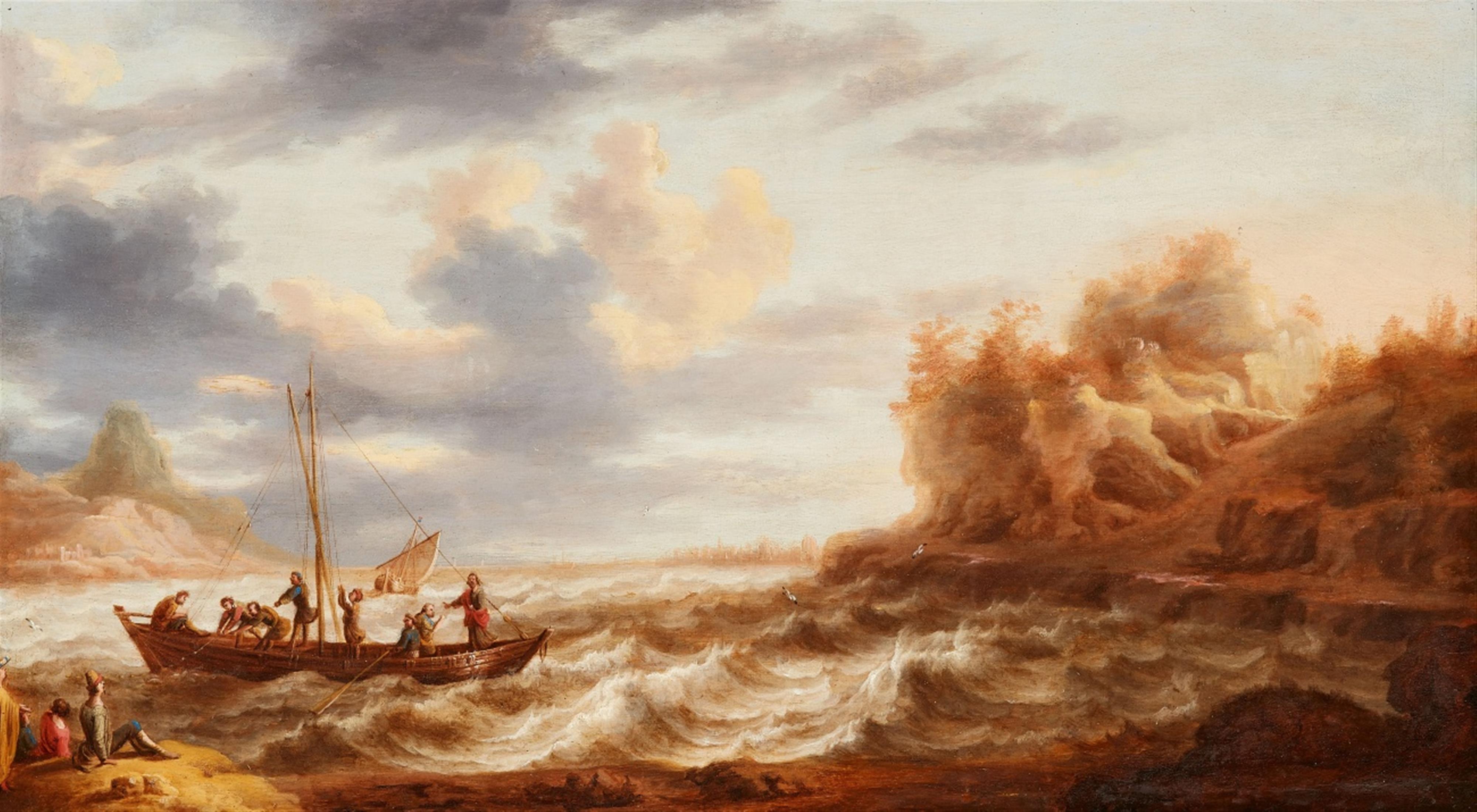 Cornelis Mahu - Seascape with the Calling of Saint Peter - image-1