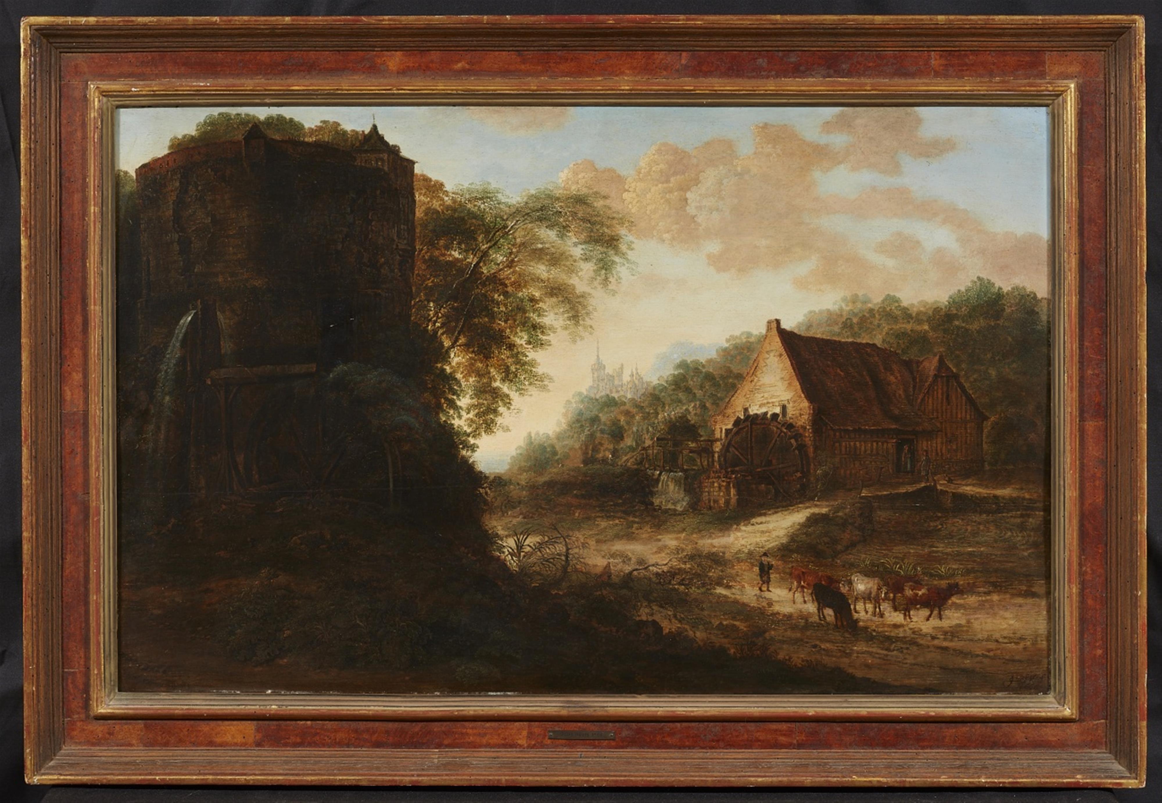 Gillis Neyts - Landschaft mit Wassermühle und Turm - image-2