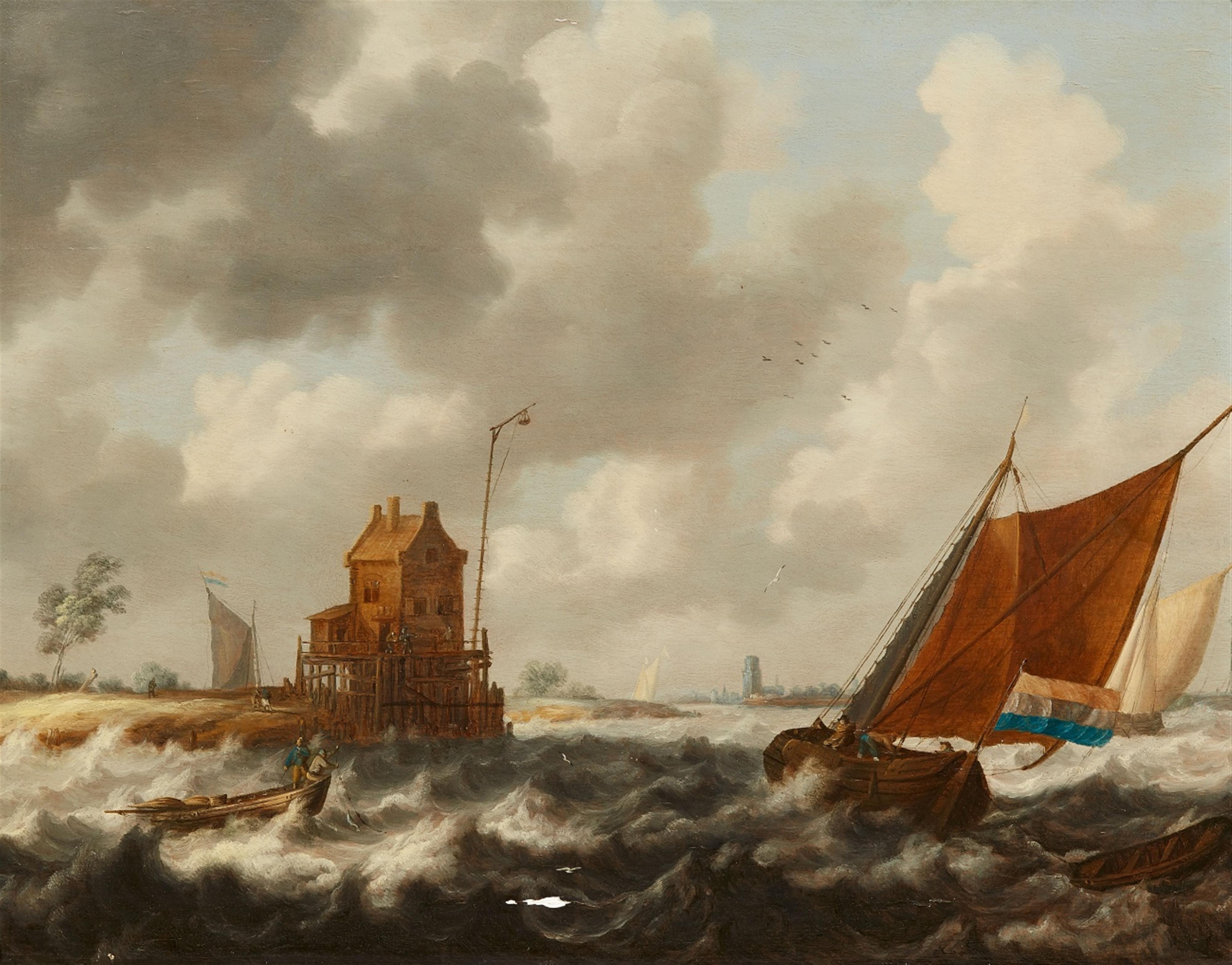 Bonaventura Peeters, attributed to - Coastal Landscape with Fishing Boats - image-1
