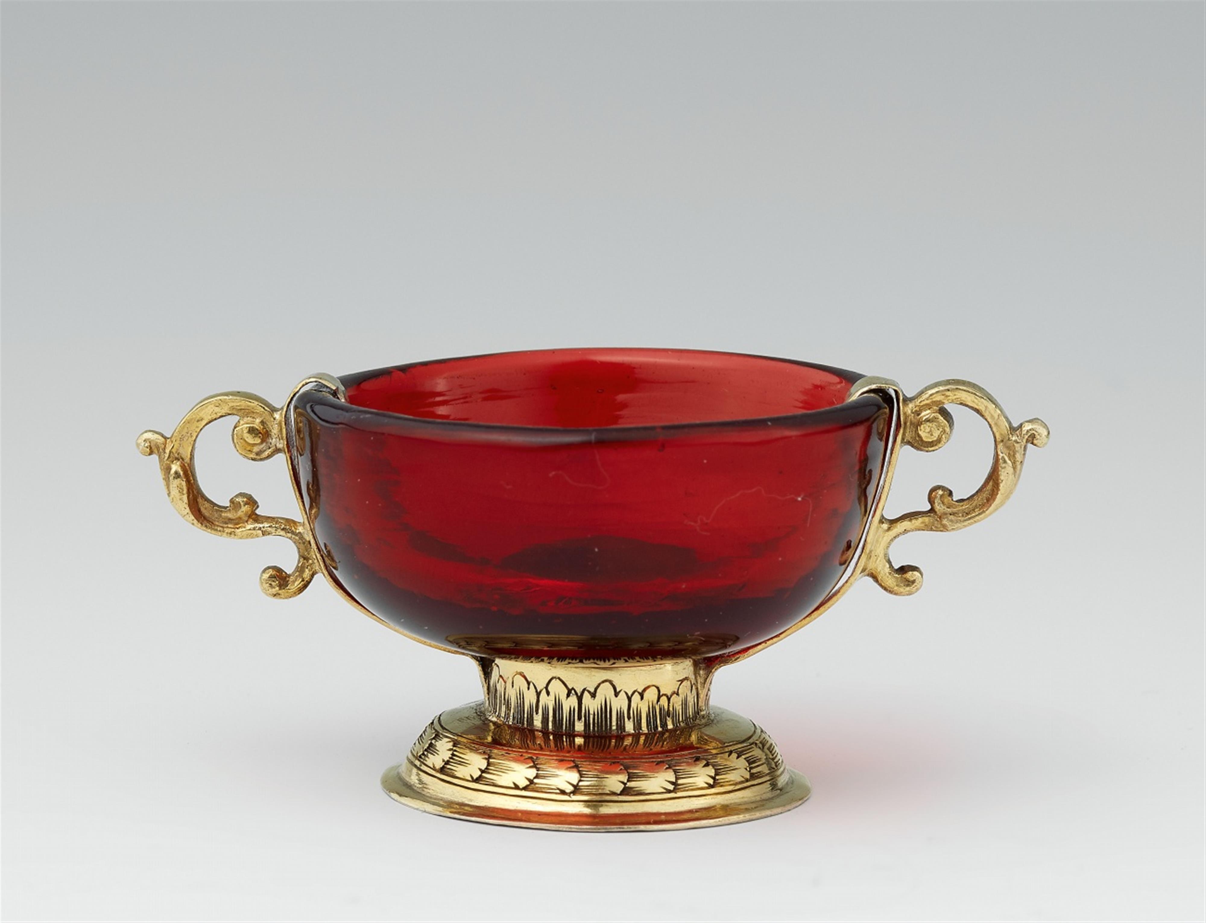 A small vermeil mounted ruby glass dish - image-1