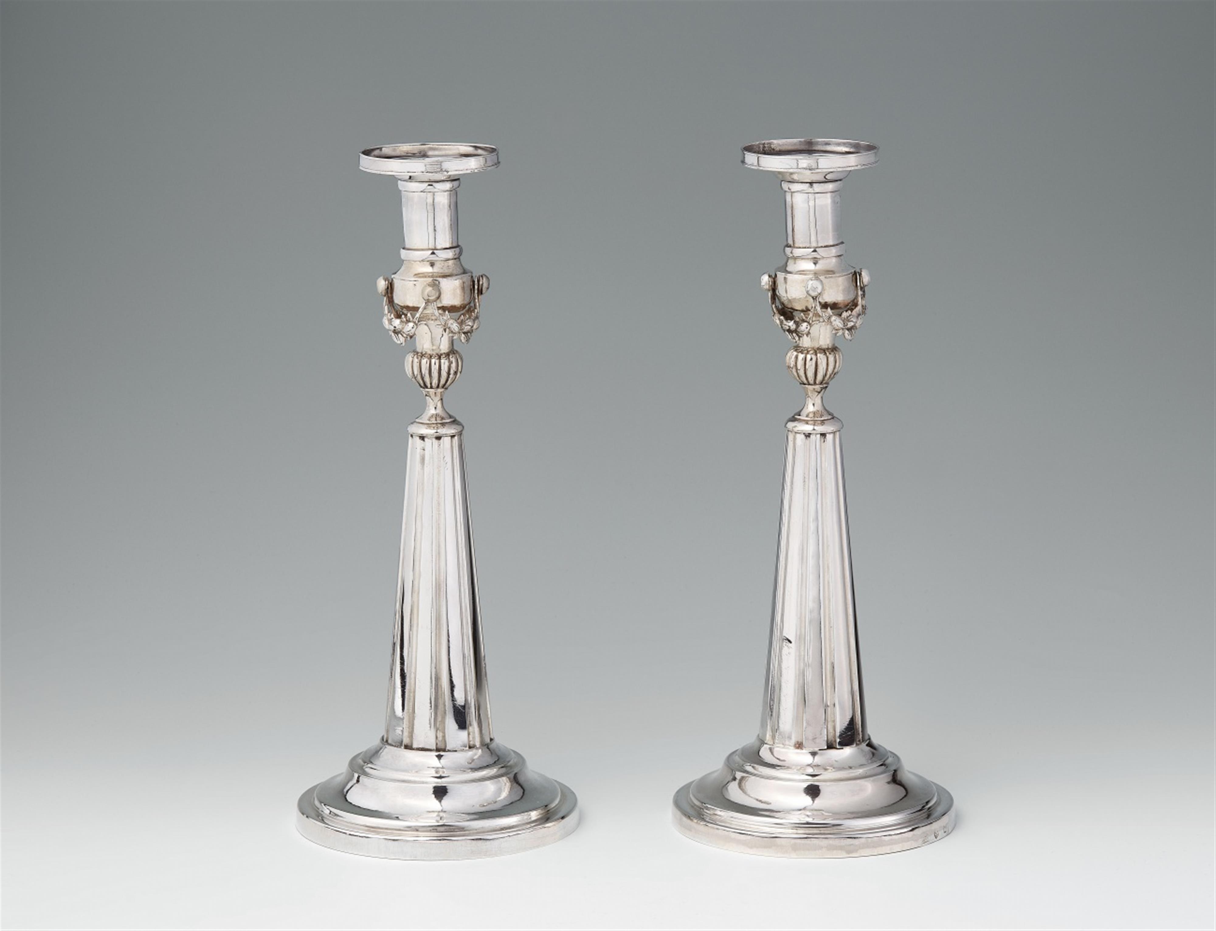 A pair of Dresden silver candlesticks - image-1