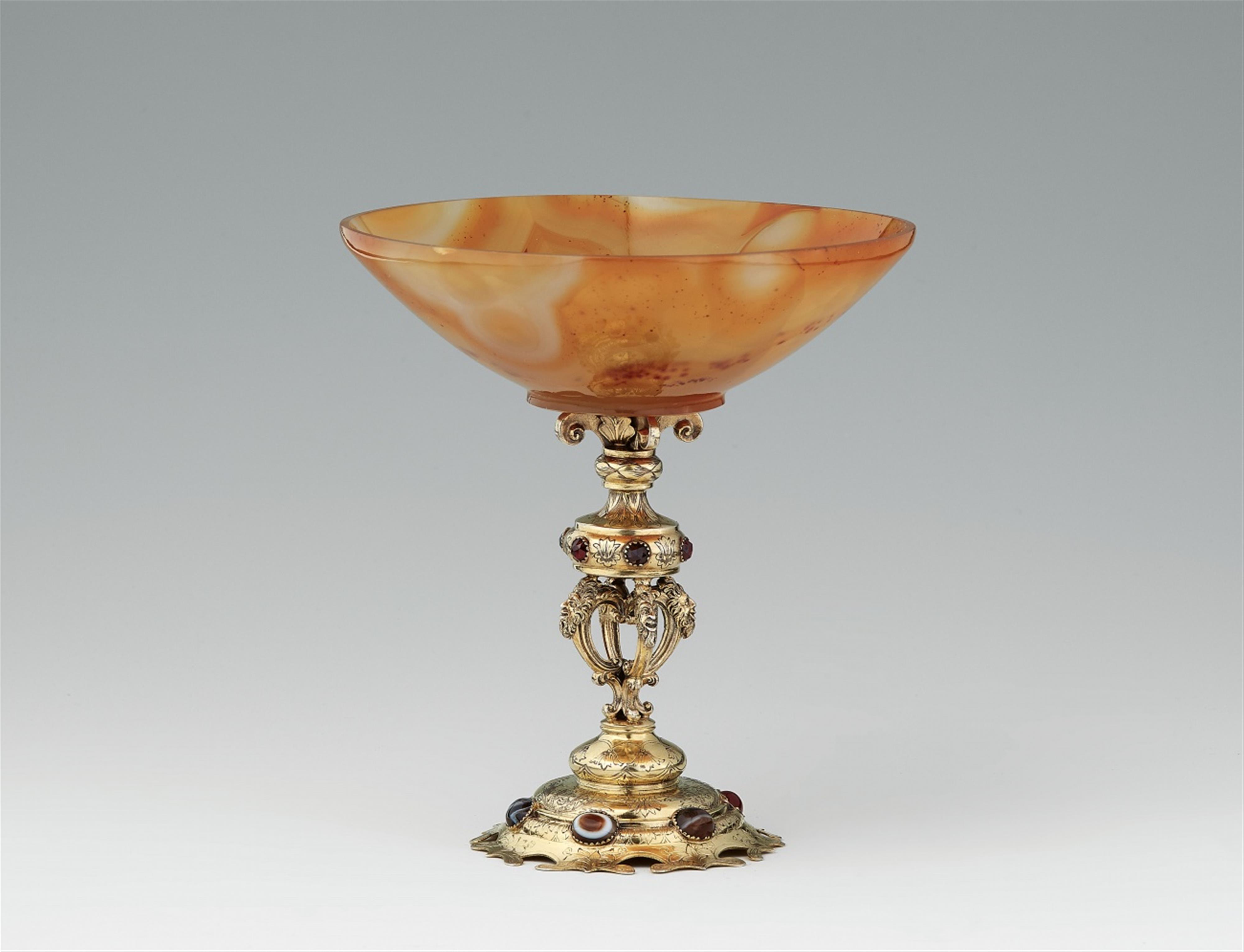 A German Historicist silver gilt-mounted agate footed bowl - image-1