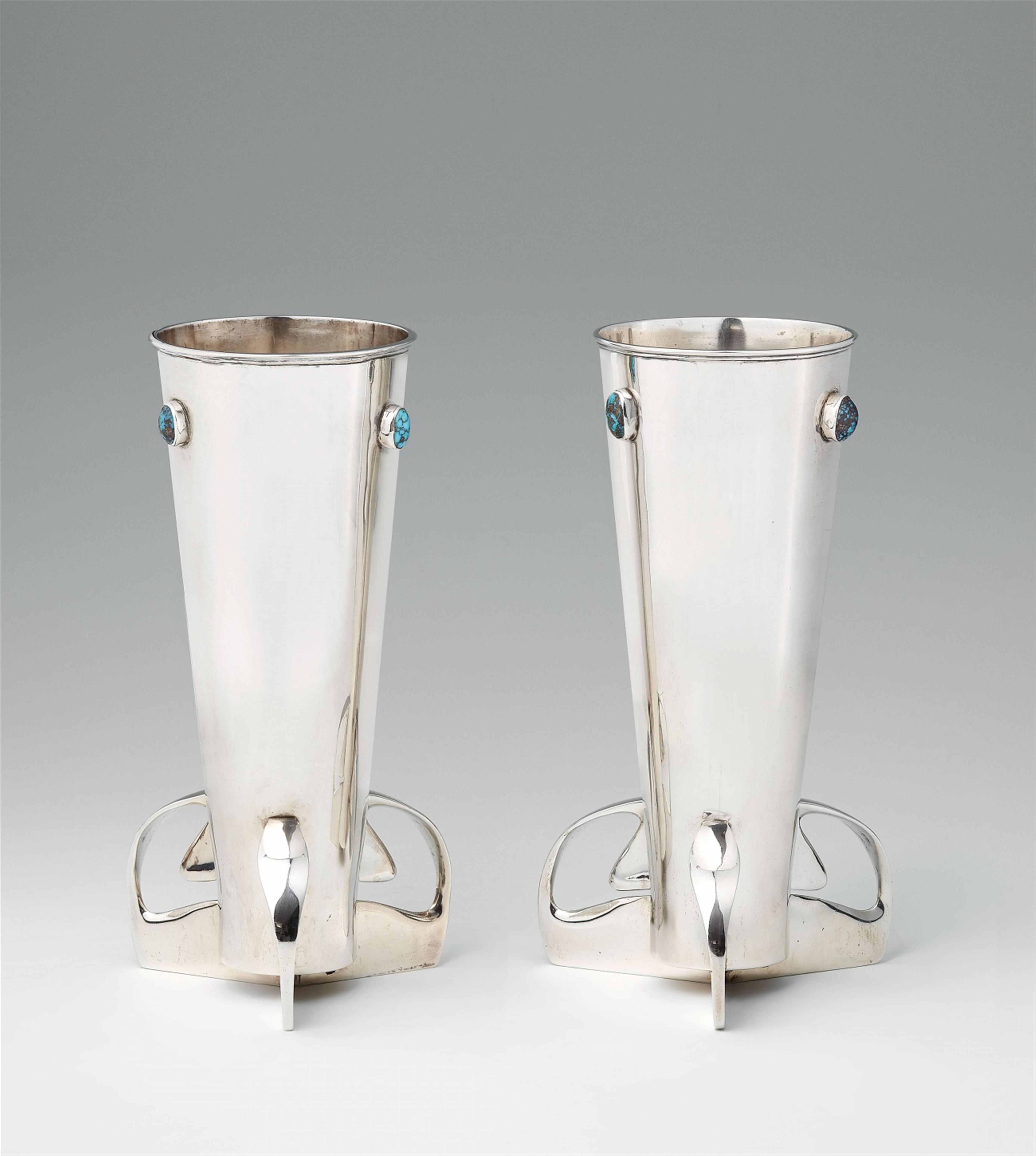 A pair of silver Arts and Crafts "Cymric" vases - image-1