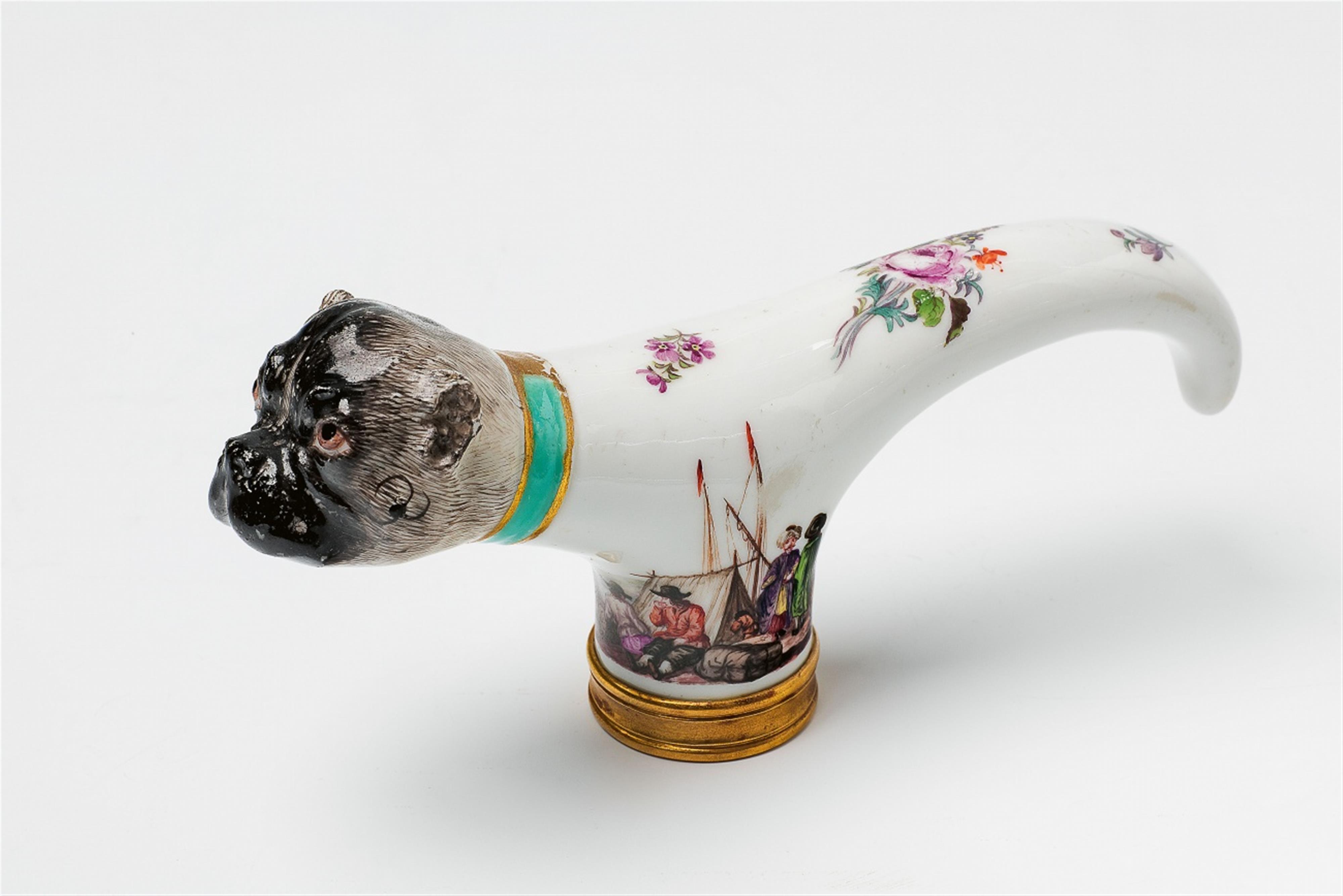 A Meissen porcelain walking cane handle - image-1