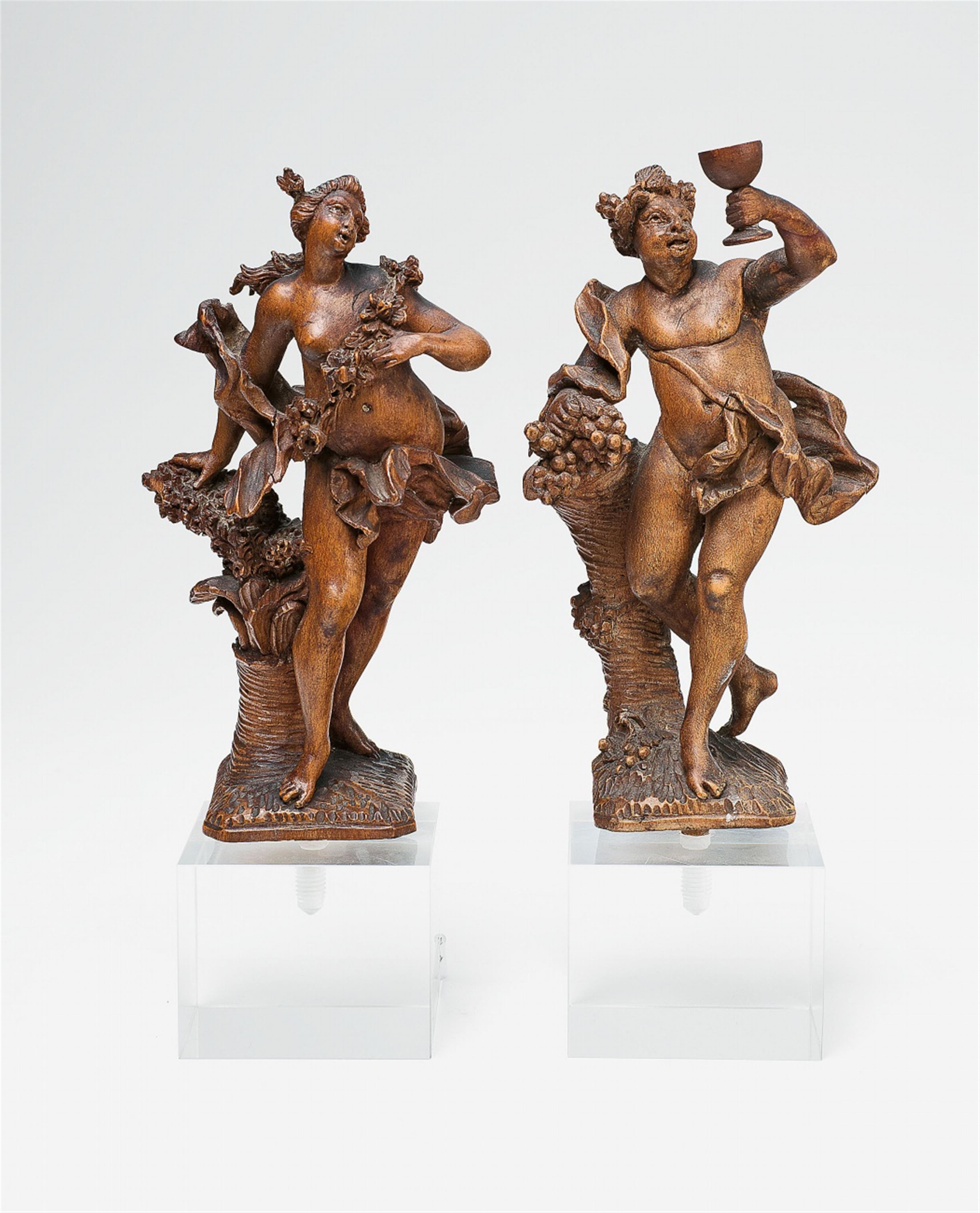 Two Venetian carved softwood figures of Bacchus and Flora - image-1