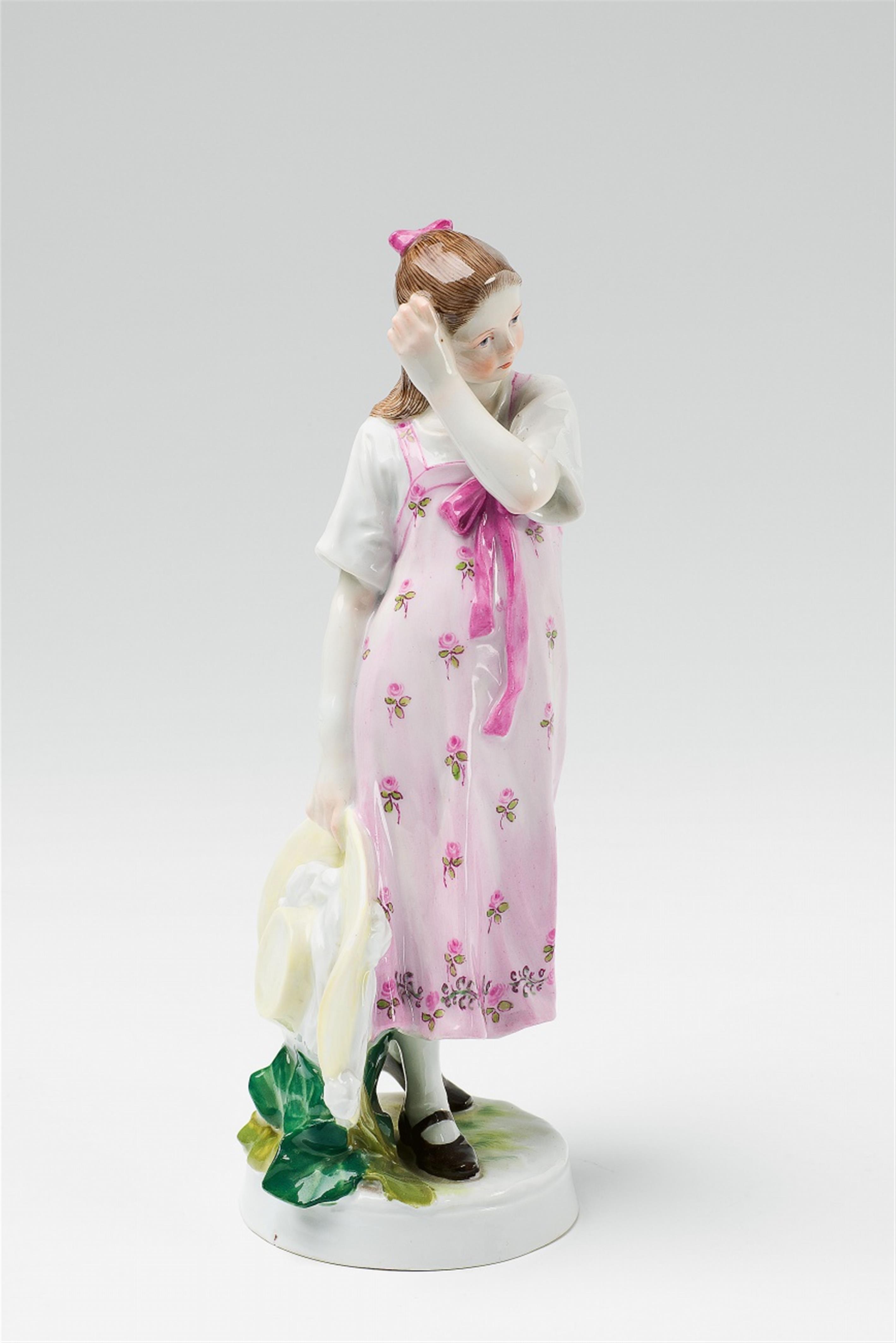 A Meissen porcelain figure of a girl with a straw hat - image-1