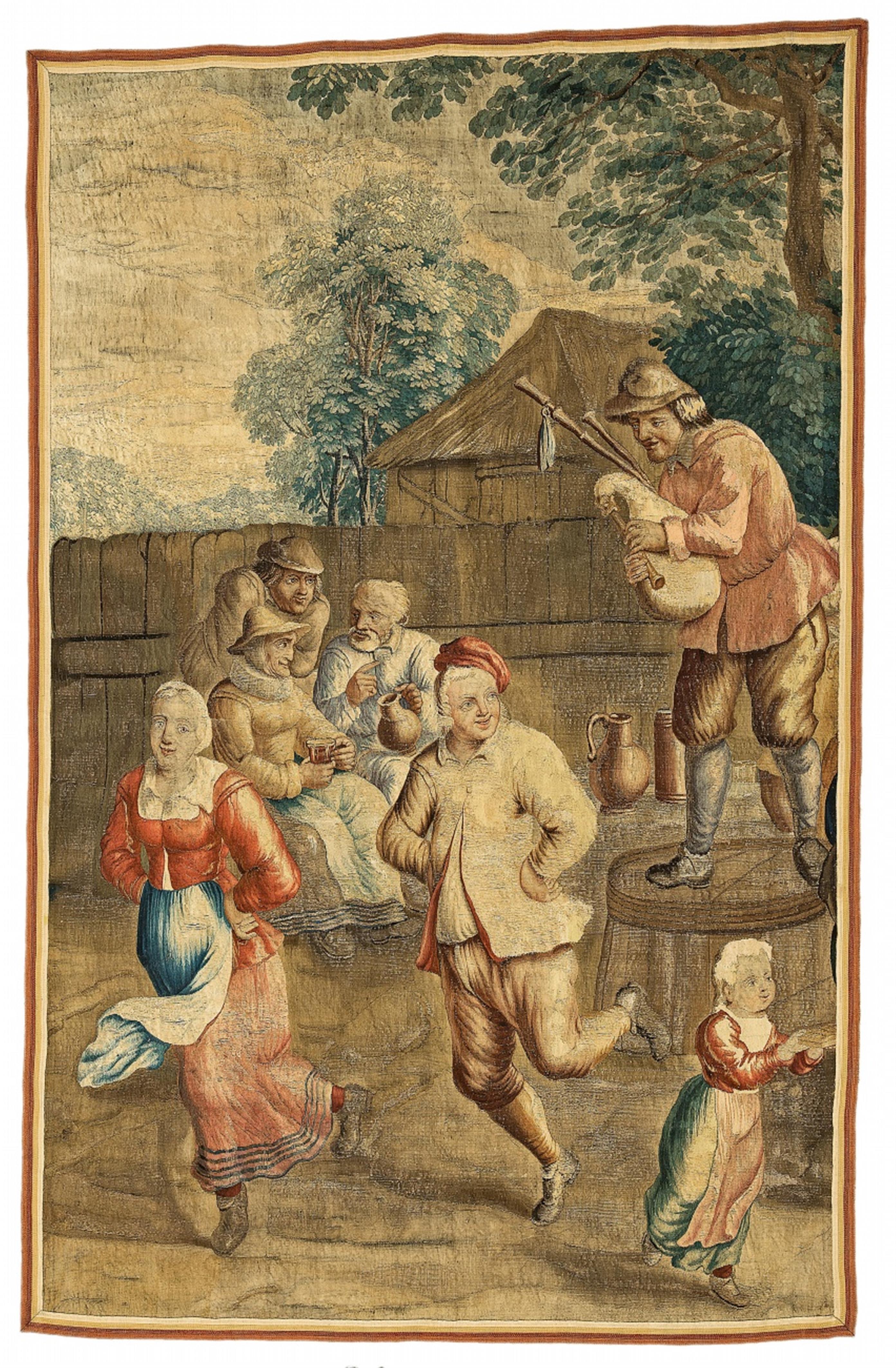 A tapestry with dancing peasants after David Teniers - image-1