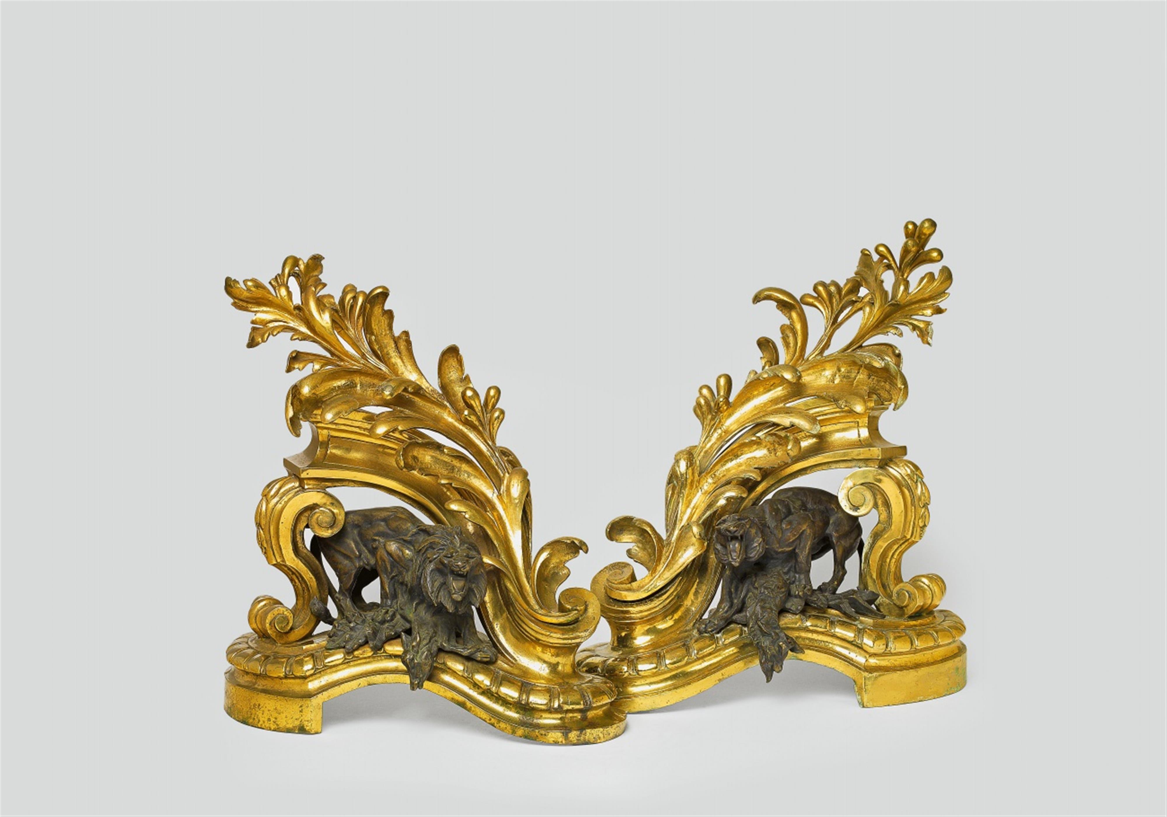 A pair of large French Napoléon III ormolu chenet - image-2