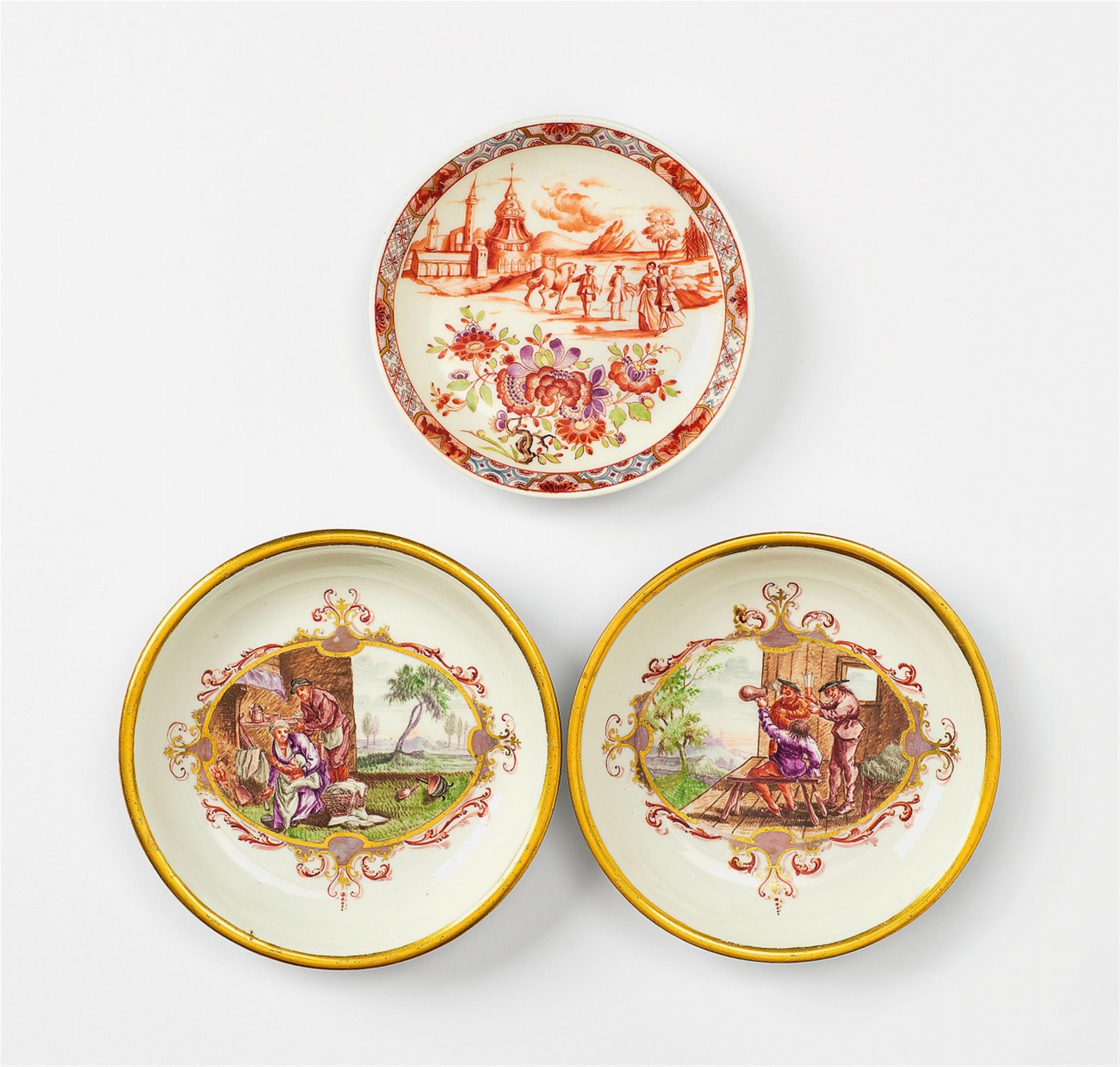 A Meissen porcelain saucer with a peasant scene - image-2