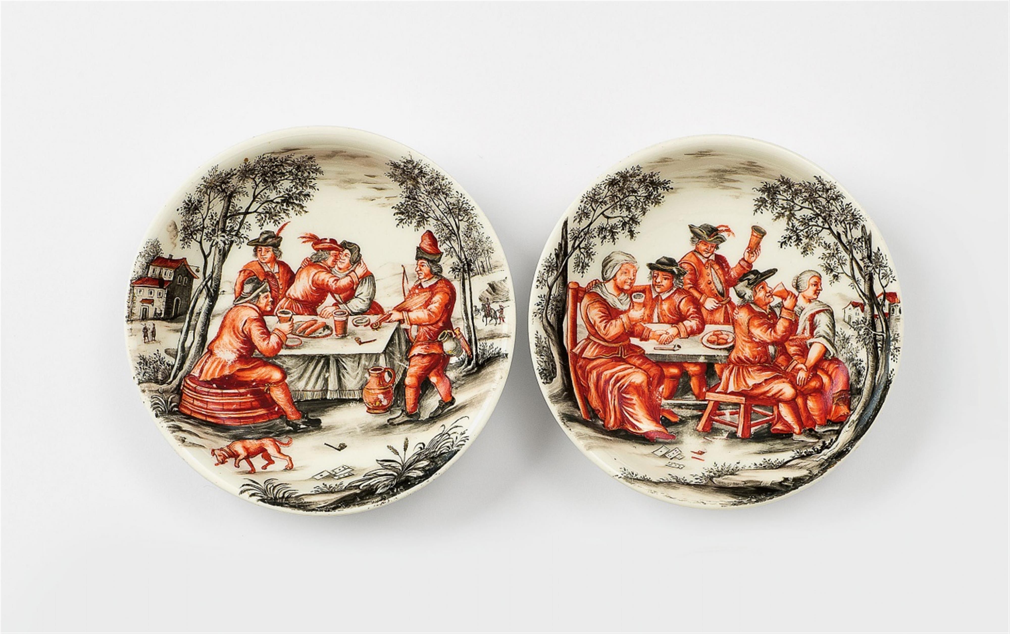 A Meissen porcelain saucer with a banquet scene - image-2