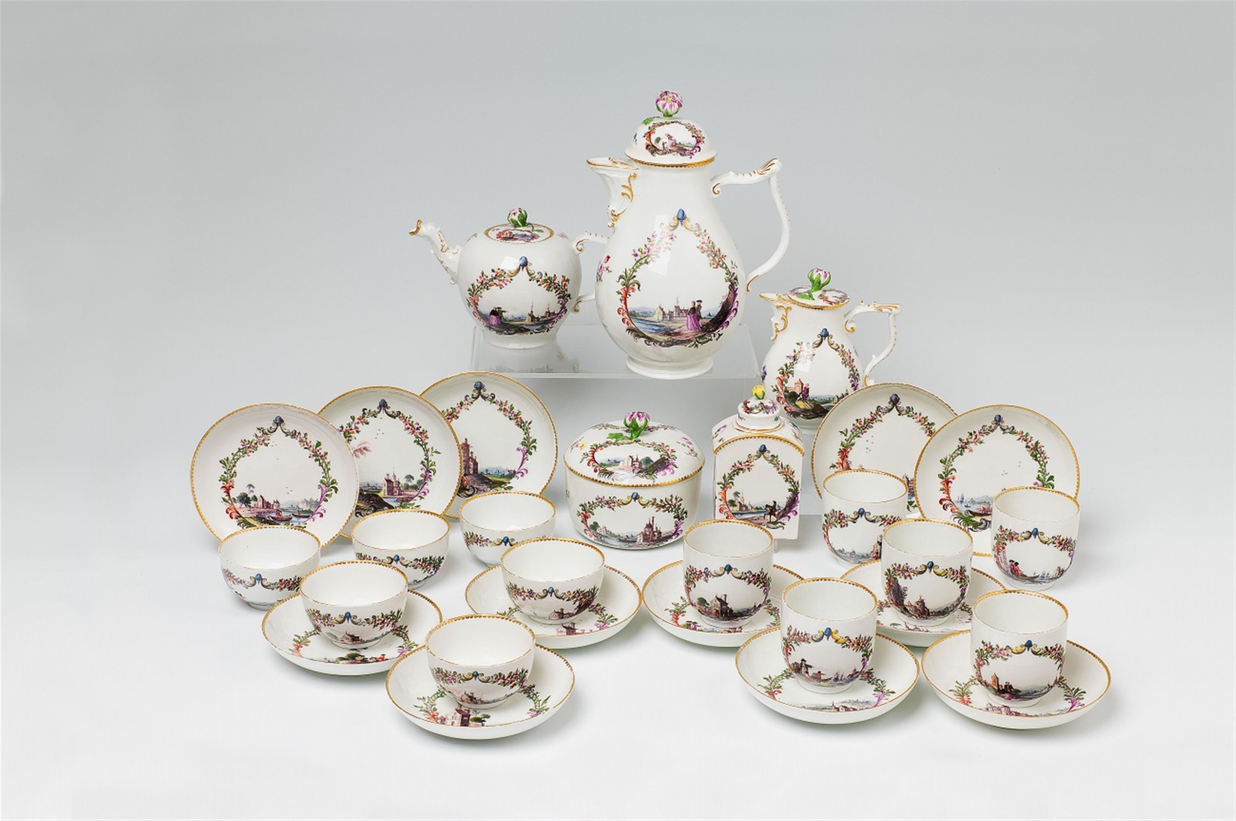 A Meissen porcelain tea and coffee service with landscapes - image-1